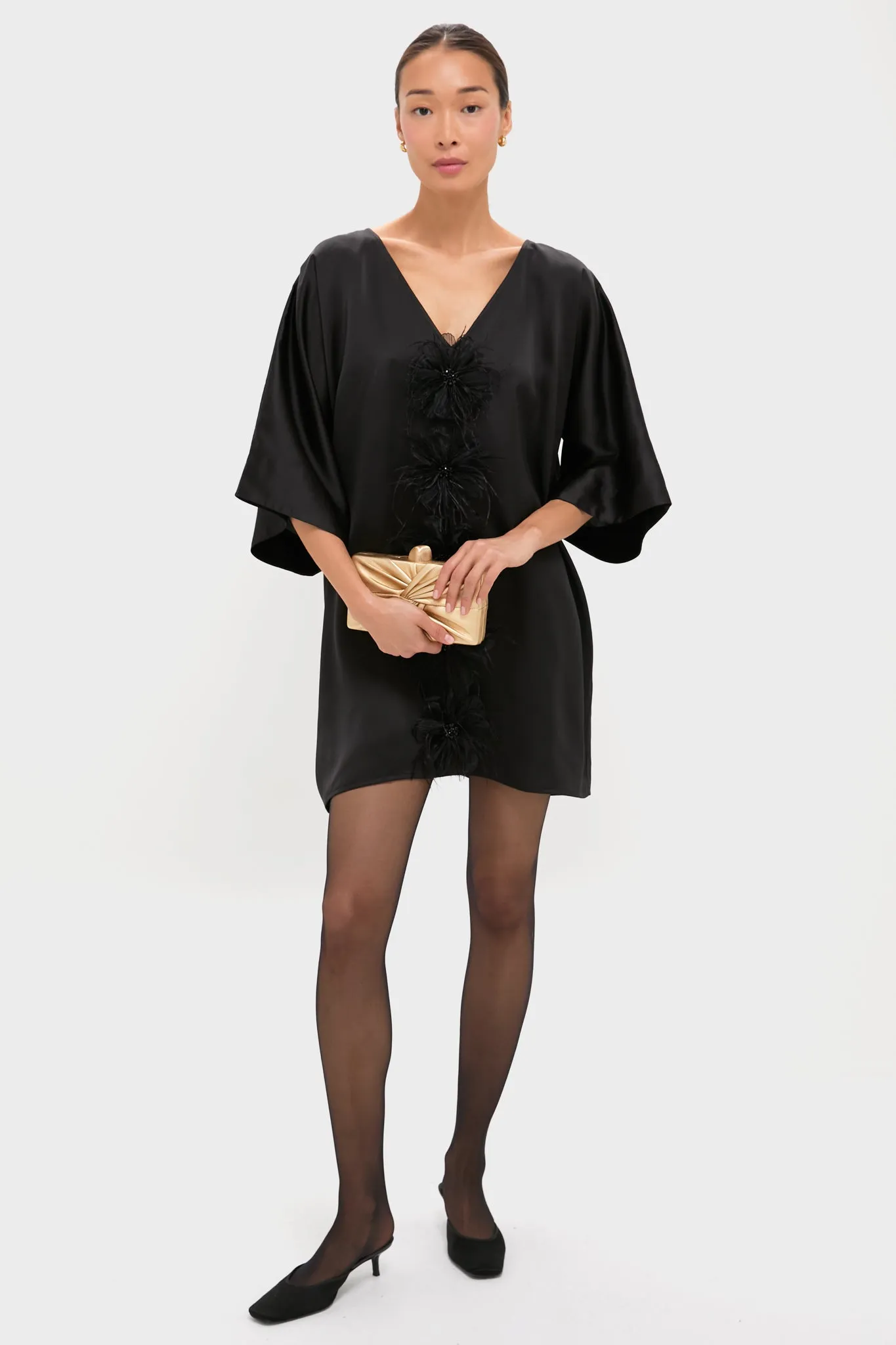 Black Satin Diane Mini Dress sold by Tuckernuck