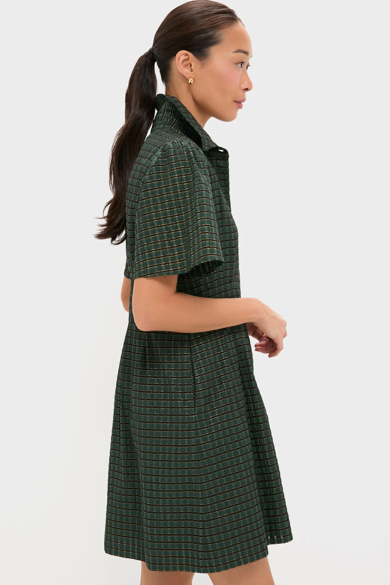 Metallic Green Plaid Mini Delaney Dress sold by Tuckernuck product image thumbnail 3