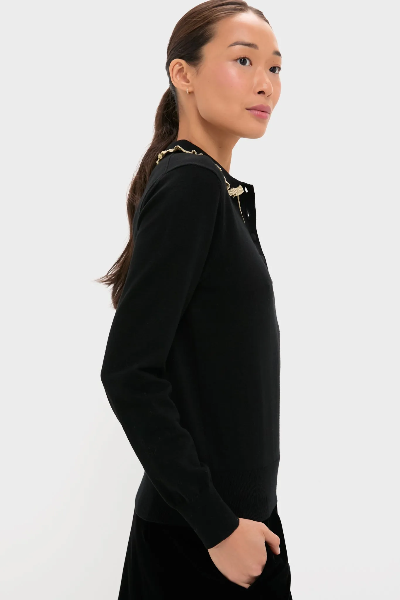 Black Annalane Collared Sweater sold by Tuckernuck product image thumbnail 3