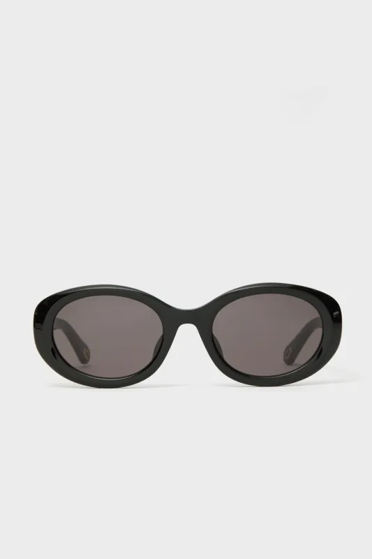 Shiny Solid Black Marcie Sunglasses made by Chloe