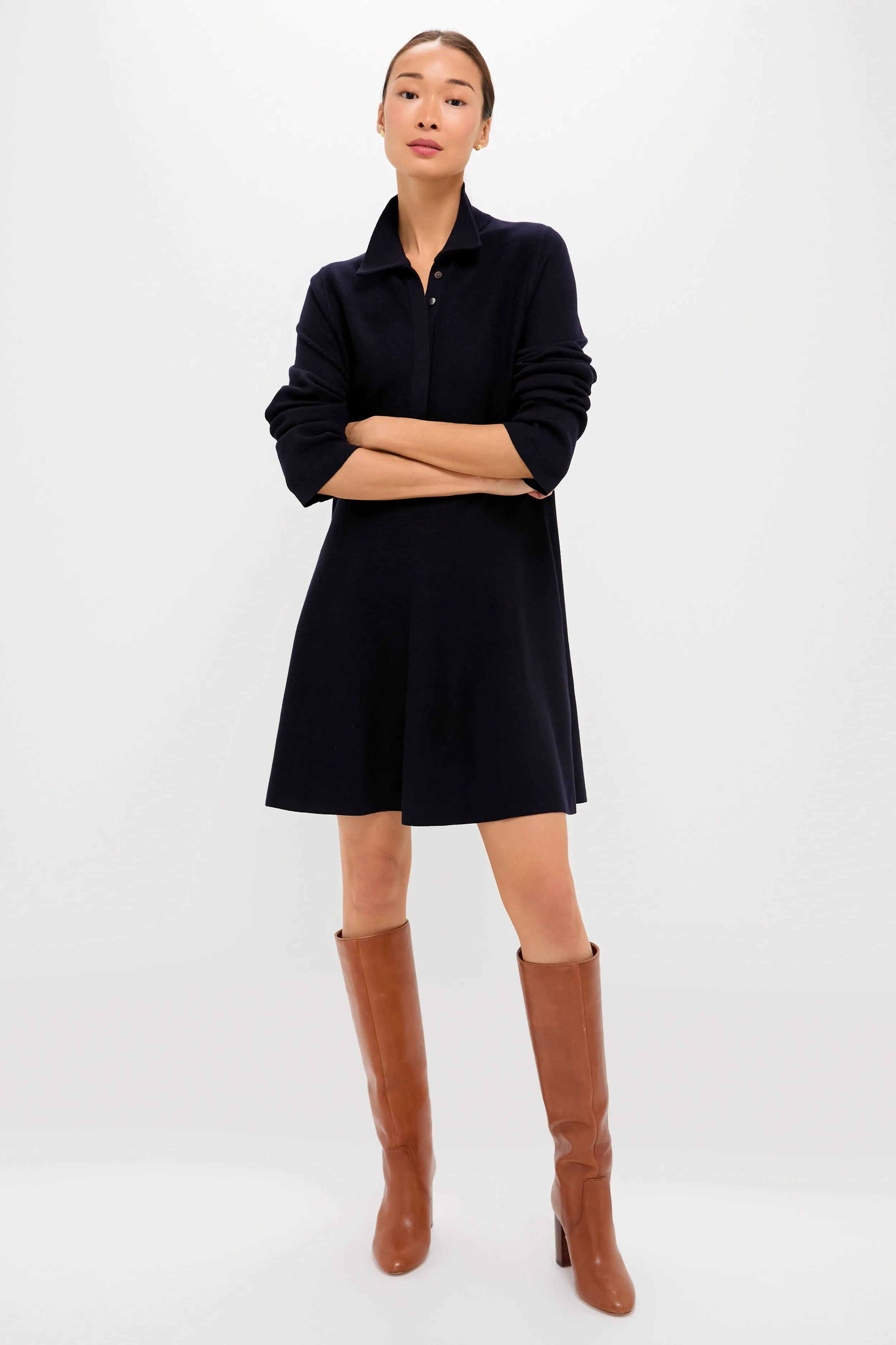 Navy Knit Callie Shirt Dress sold by Tuckernuck product image thumbnail 2