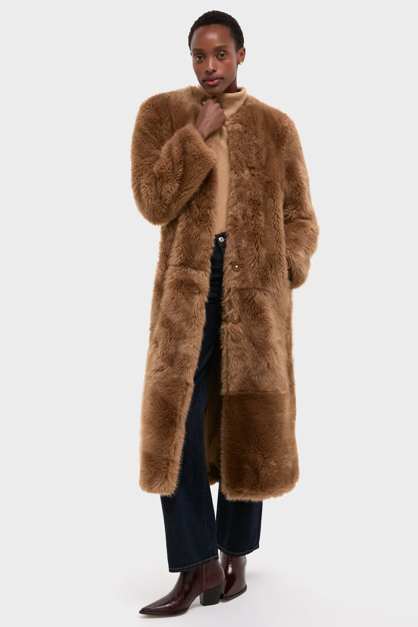 Nougat Faux Fur Hilma Coat sold by Tuckernuck product image thumbnail 3