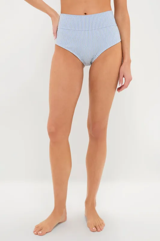 Classic Blue Stripe High Rise Bikini Bottom sold by Tuckernuck