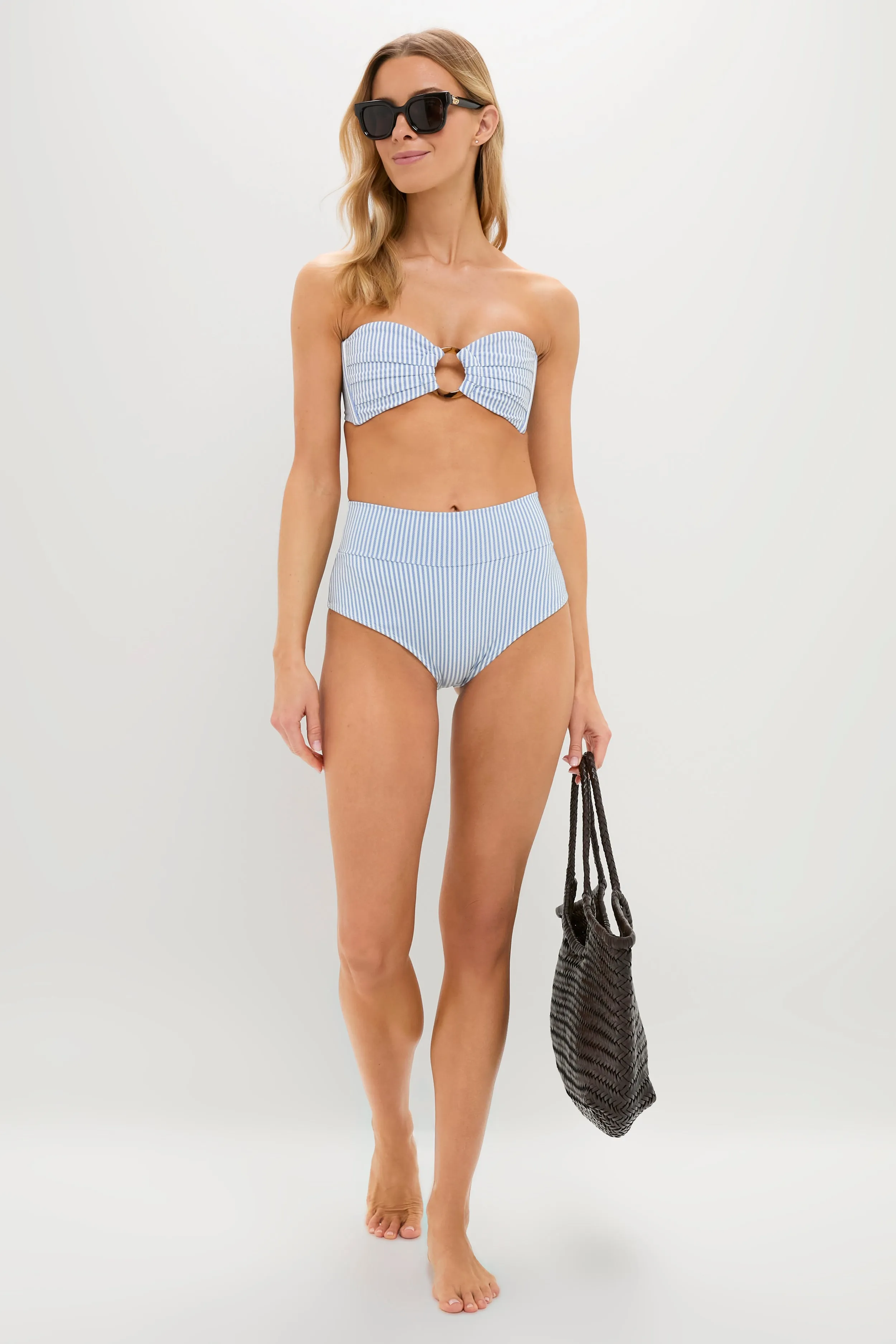Classic Blue Stripe Tori Ties Bandeau Bikini Top sold by Tuckernuck product image thumbnail 2