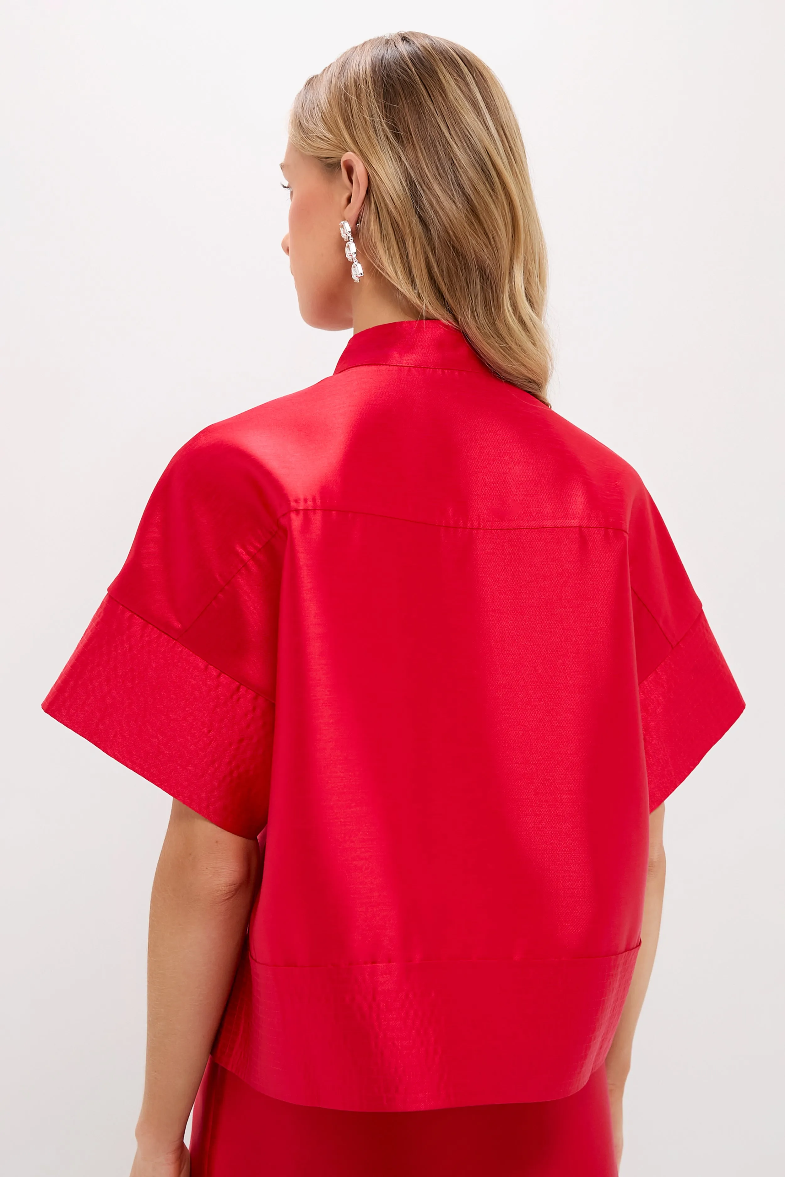 Red Dupioni Trapunto Stitch Sofia Shirt sold by Tuckernuck product image thumbnail 4