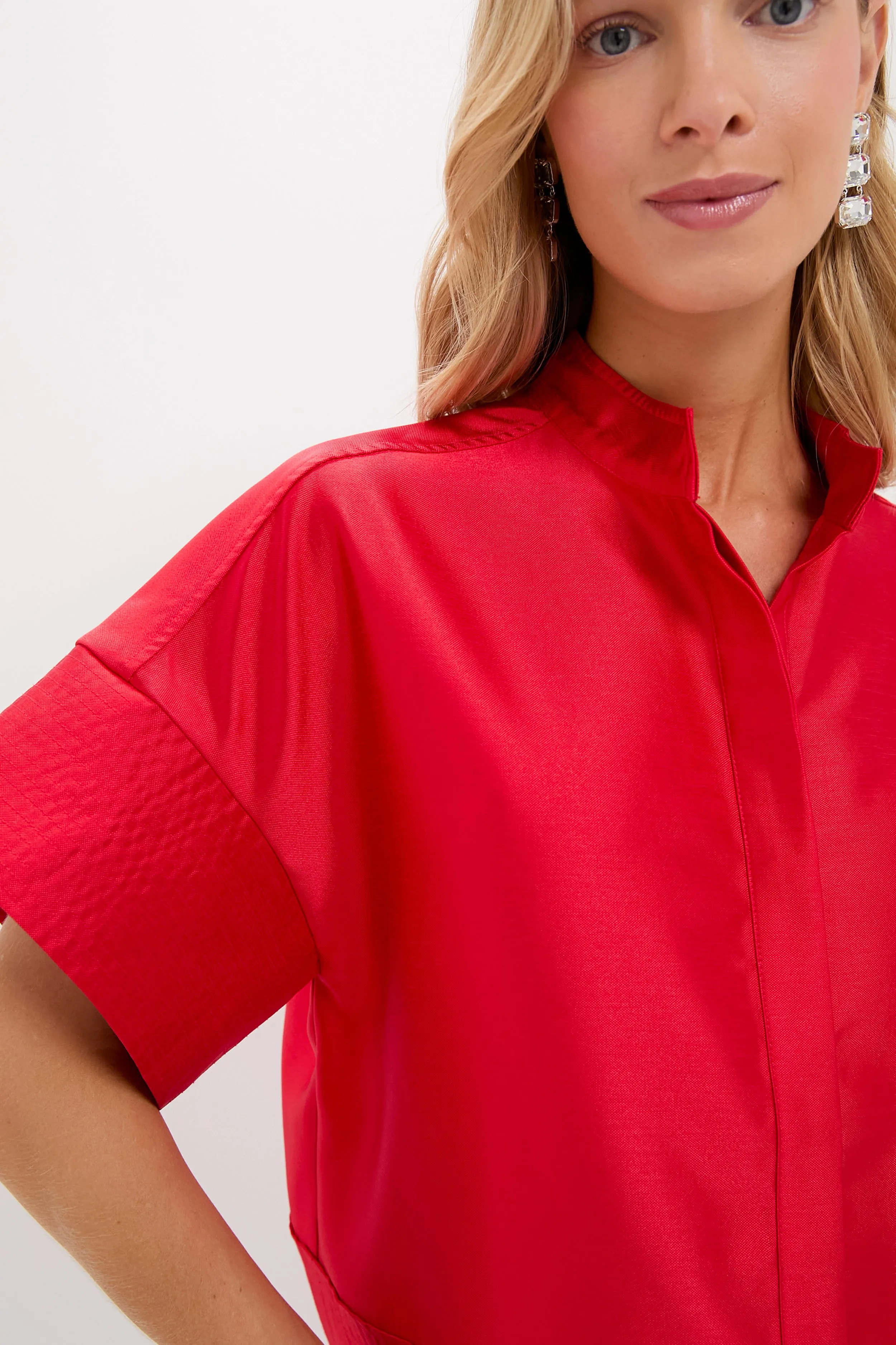 Red Dupioni Trapunto Stitch Sofia Shirt sold by Tuckernuck product image thumbnail 5