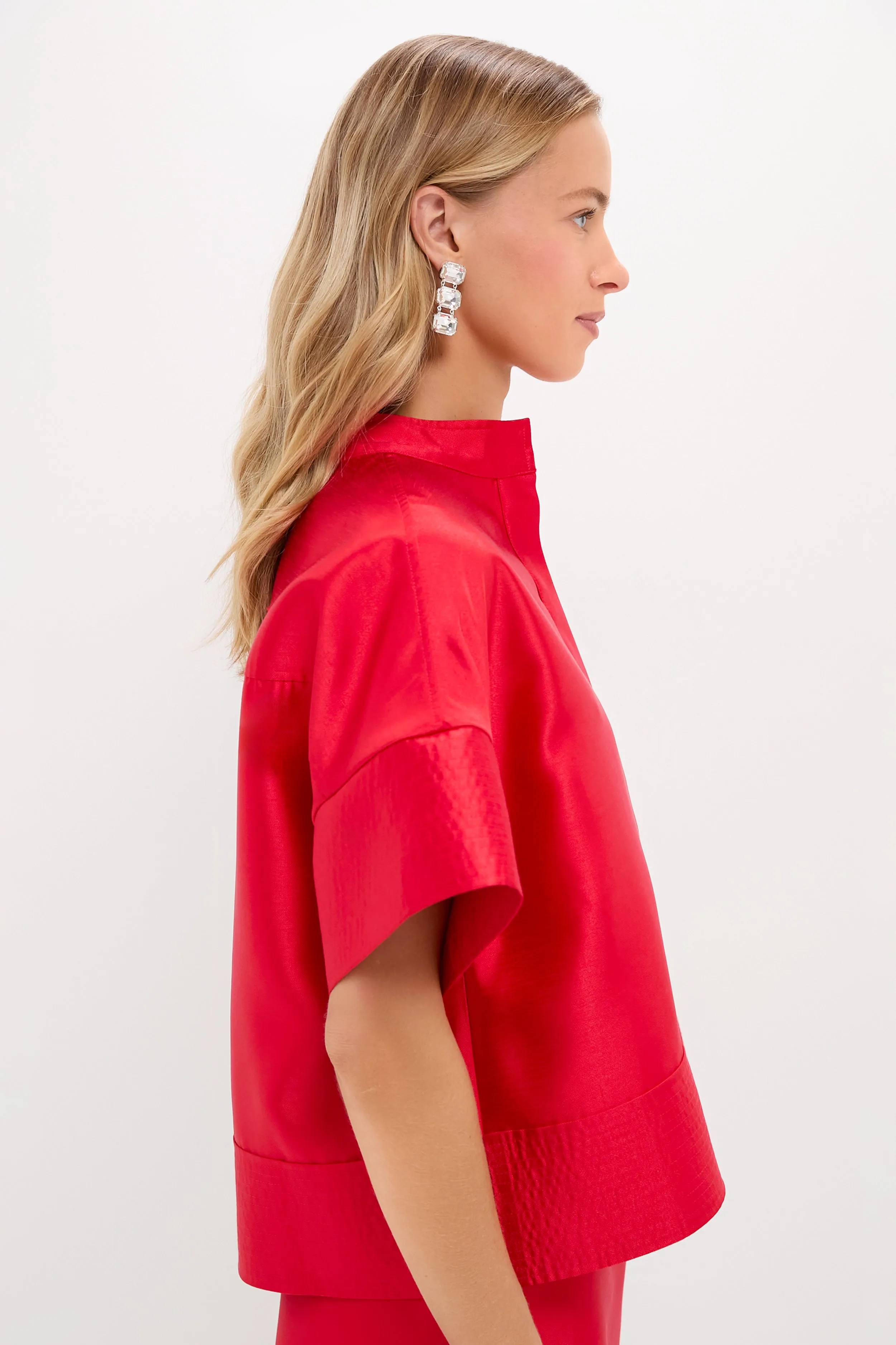 Red Dupioni Trapunto Stitch Sofia Shirt sold by Tuckernuck product image thumbnail 3