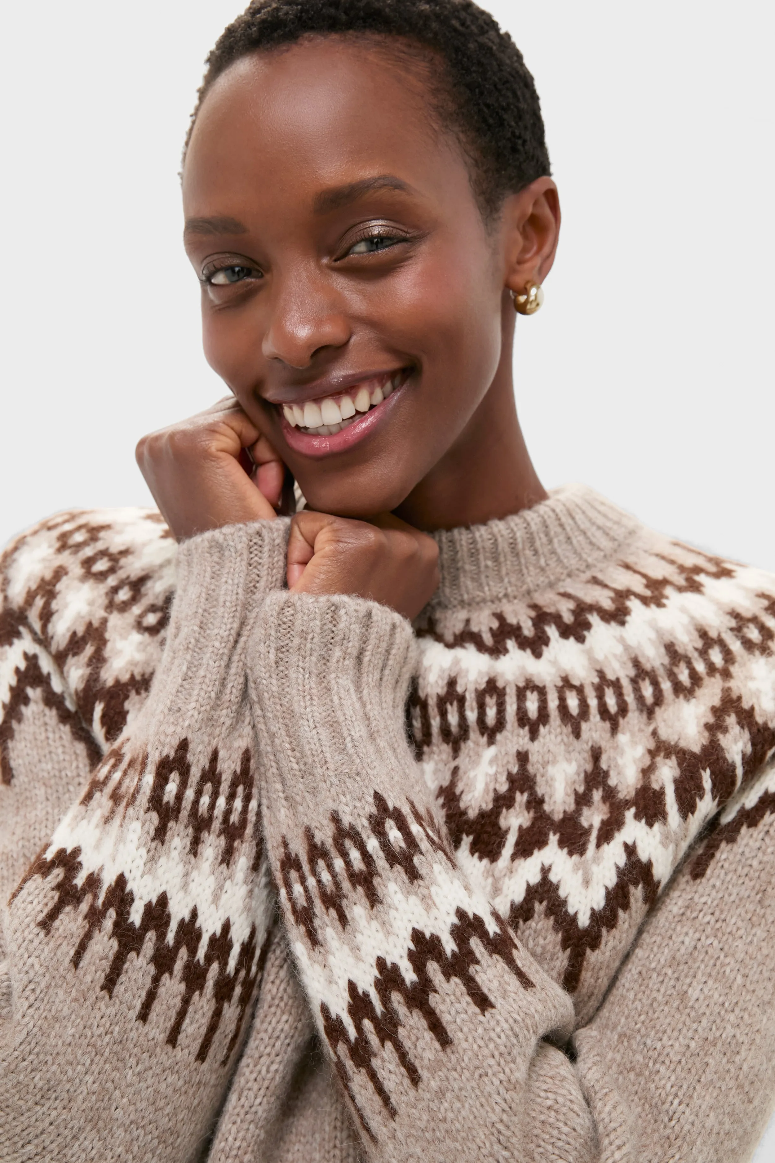 Taupe Fairisle Thatcher Crewneck sold by Tuckernuck product image thumbnail 5