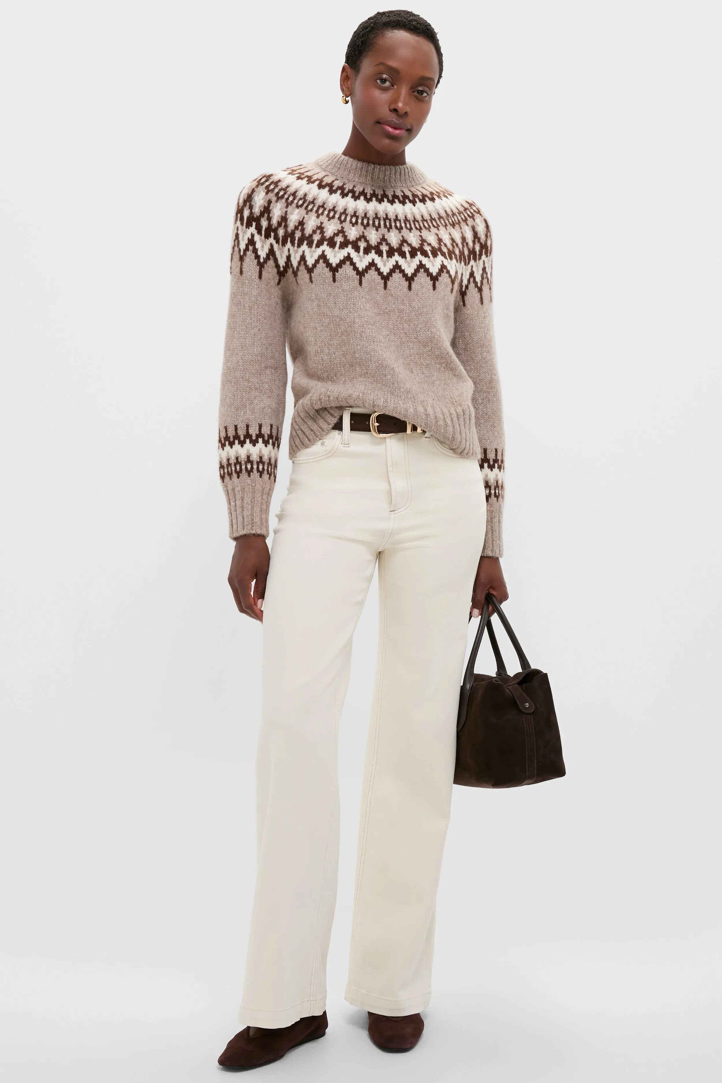 Taupe Fairisle Thatcher Crewneck sold by Tuckernuck product image thumbnail 2