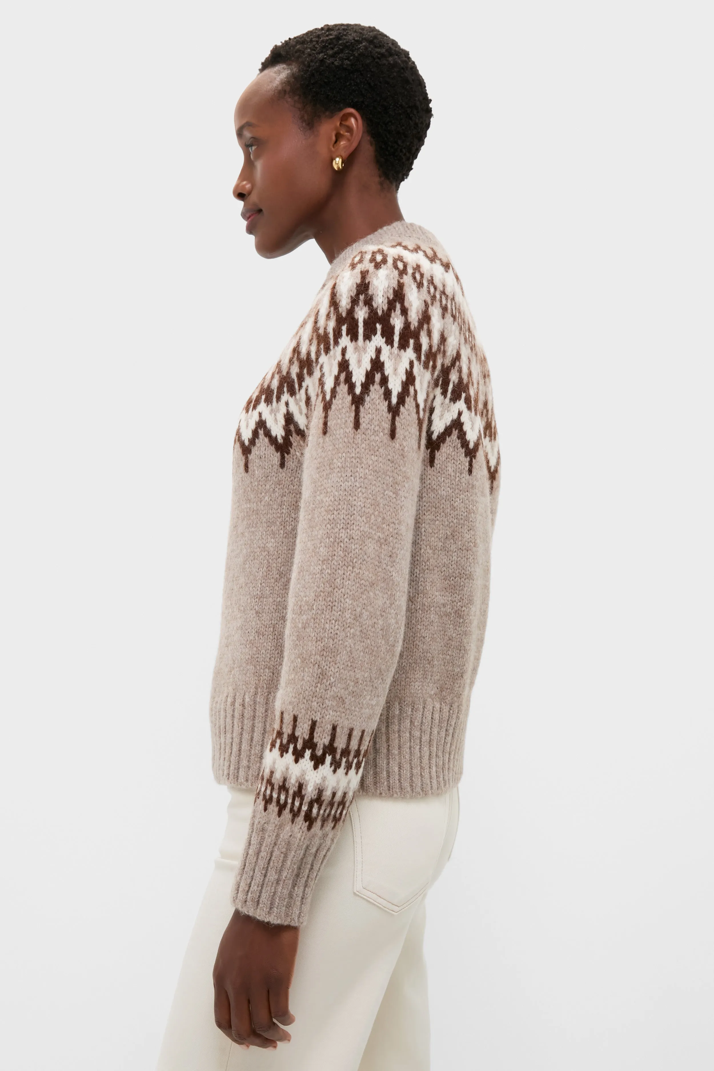 Taupe Fairisle Thatcher Crewneck sold by Tuckernuck product image thumbnail 3