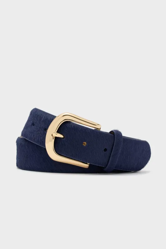 Navy Kennedy Calf-Hair Belt sold by Tuckernuck