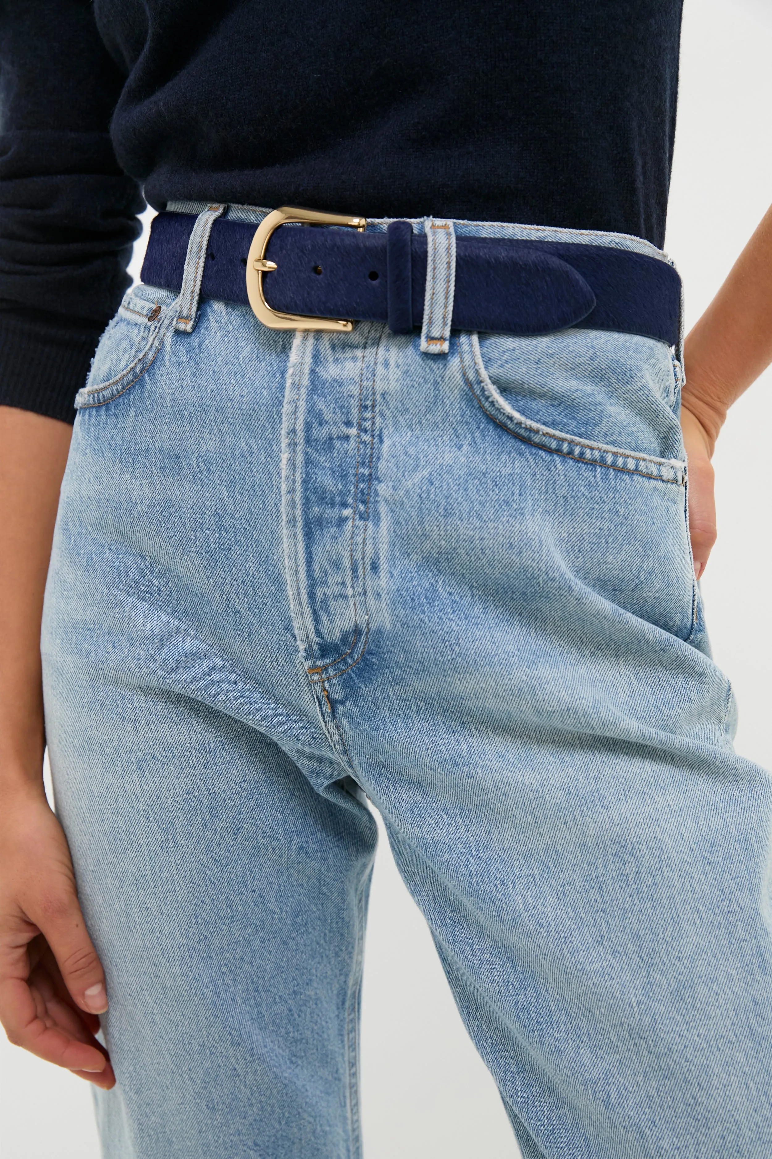 Navy Kennedy Calf-Hair Belt sold by Tuckernuck product image thumbnail 2
