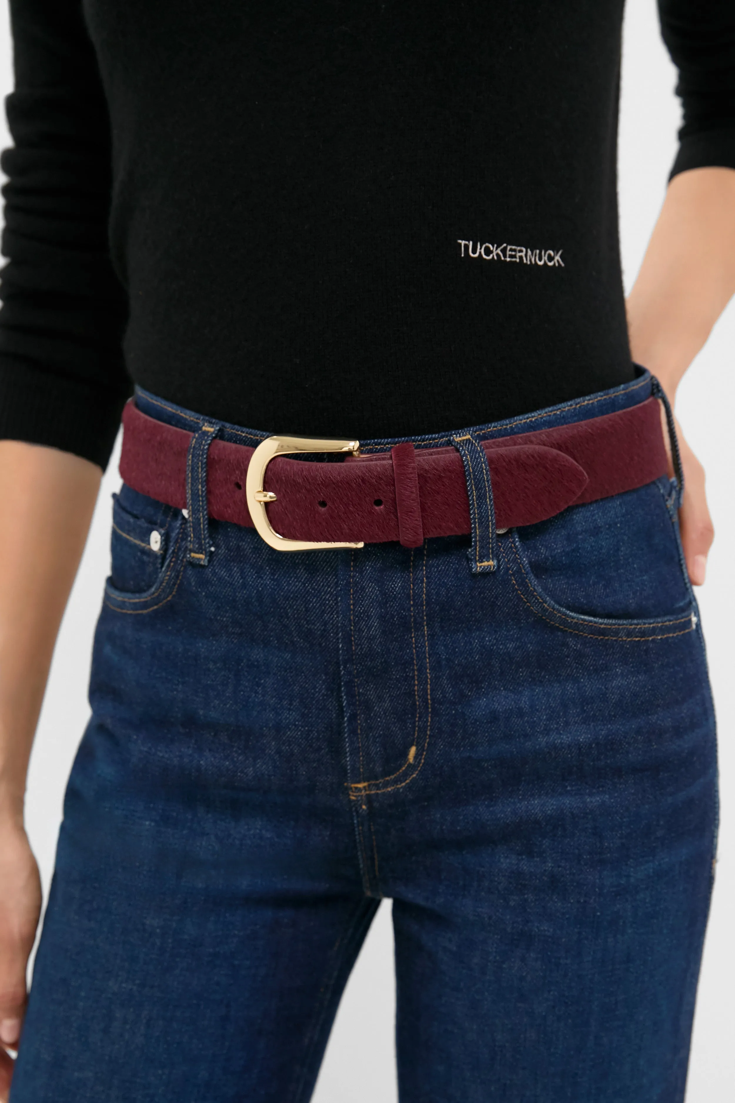 Burgundy Kennedy Calf-Hair Belt sold by Tuckernuck product image thumbnail 2