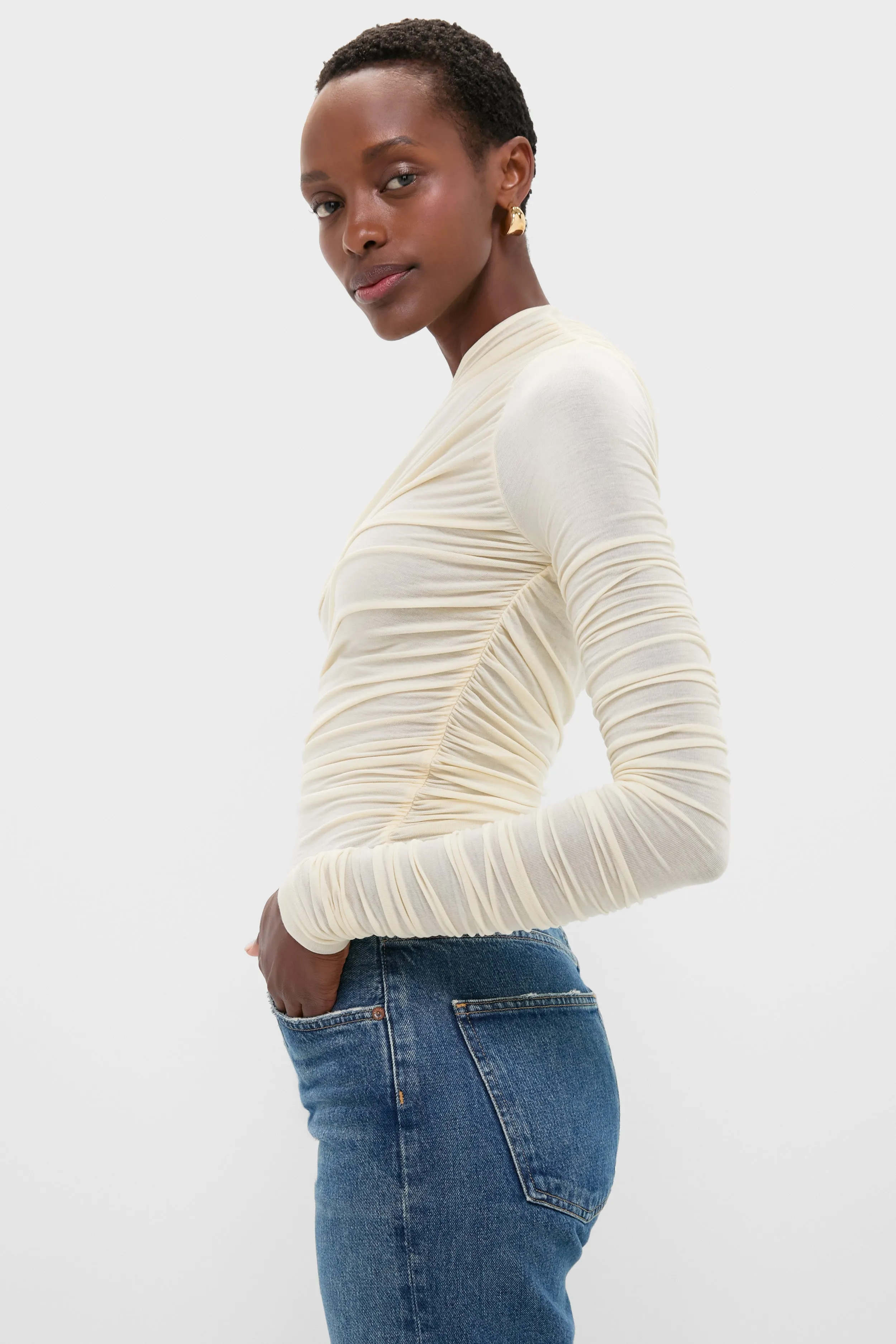 Oat Milk Tania Twist Tee sold by Tuckernuck product image thumbnail 3