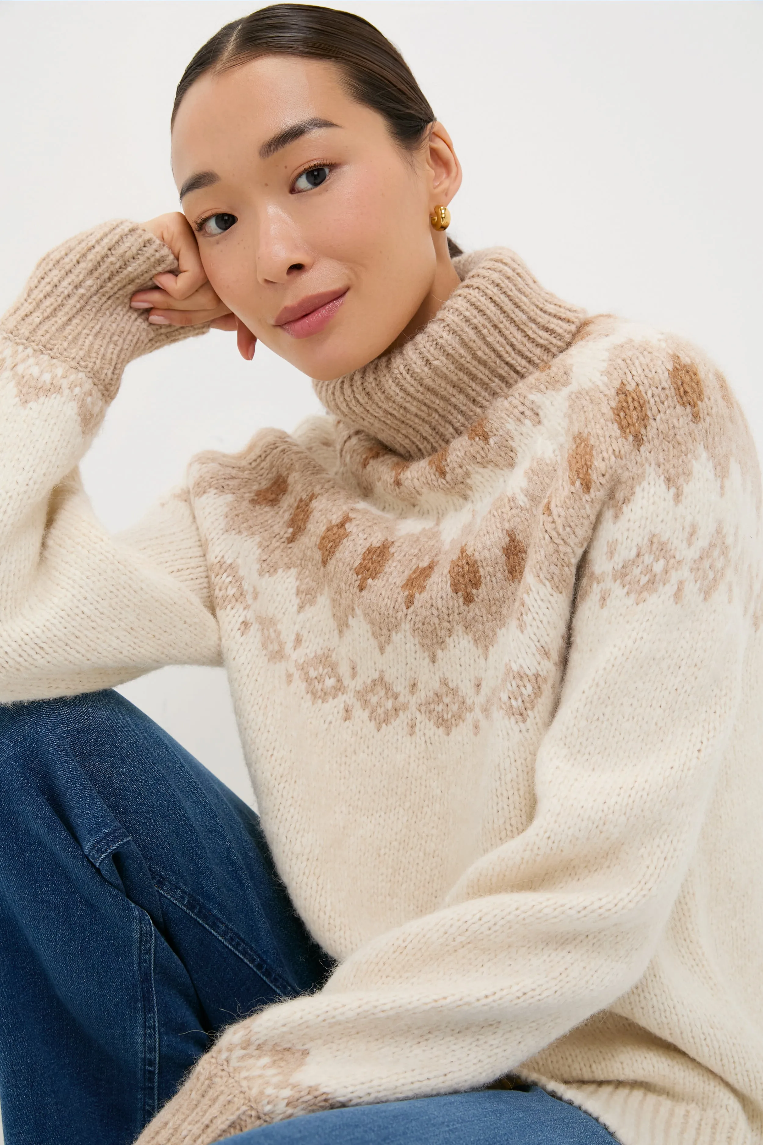 Ivory Camel Estelle Fair Isle Turtleneck sold by Tuckernuck product image thumbnail 5
