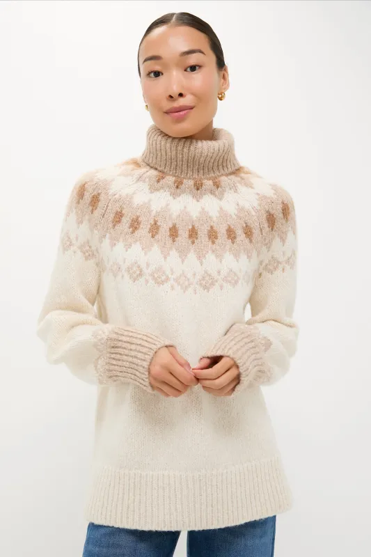 Ivory Camel Estelle Fair Isle Turtleneck sold by Tuckernuck