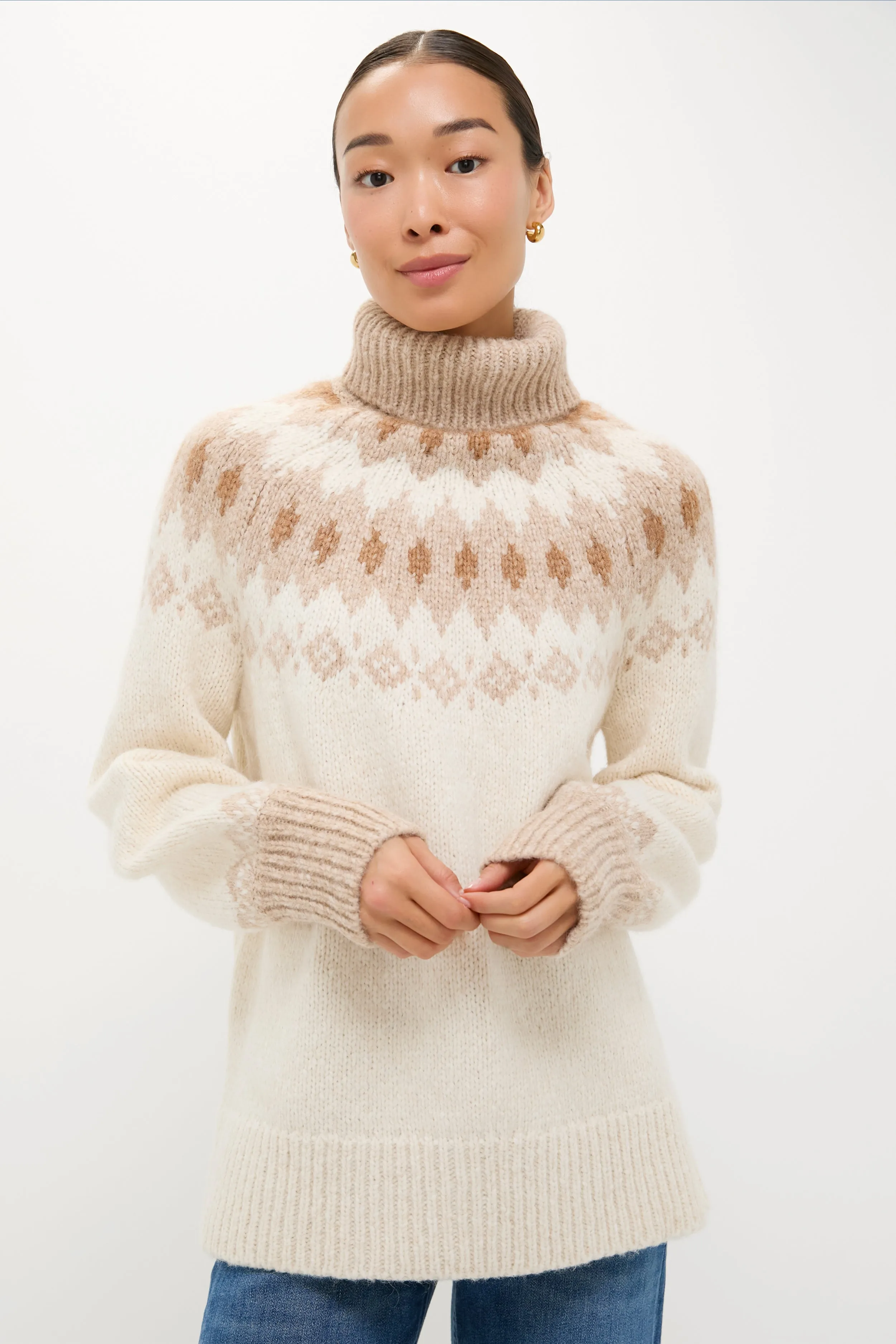 Ivory Camel Estelle Fair Isle Turtleneck sold by Tuckernuck