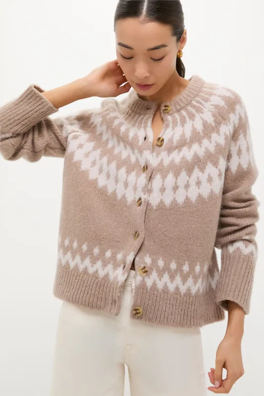 Brown and Gray Marlow Fair Isle Cardigan sold by Tuckernuck