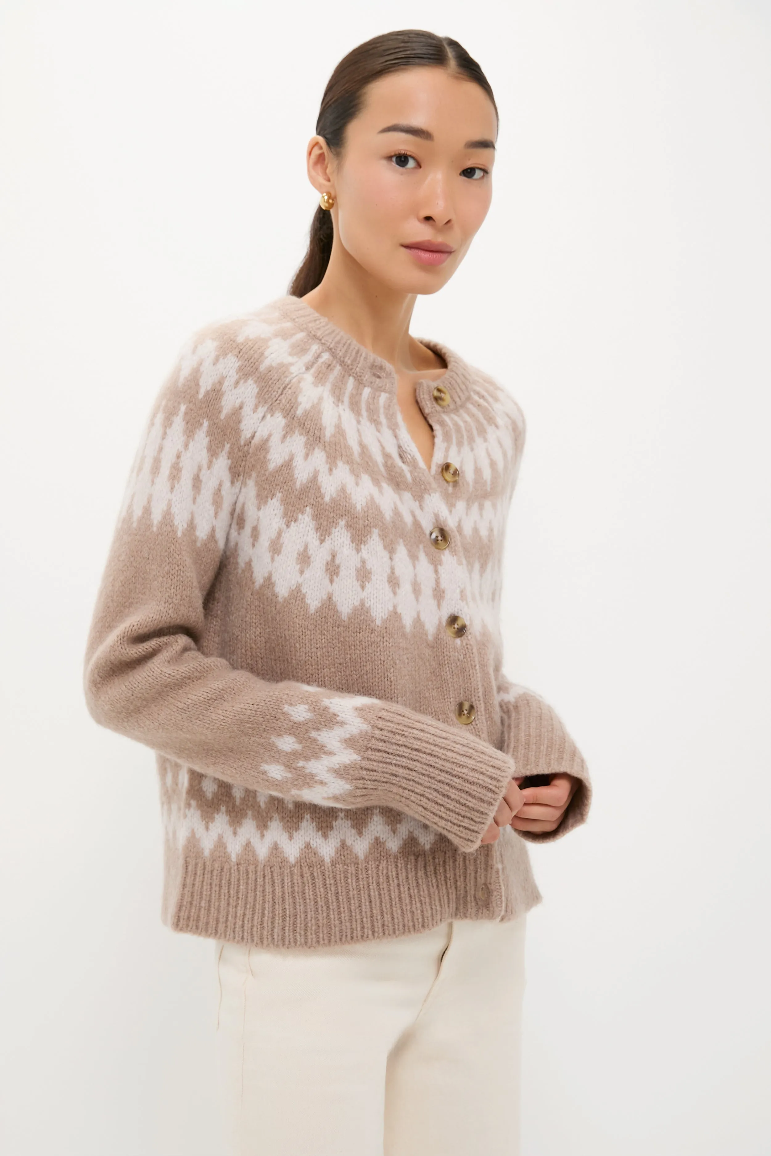Brown and Gray Marlow Fair Isle Cardigan sold by Tuckernuck product image thumbnail 3