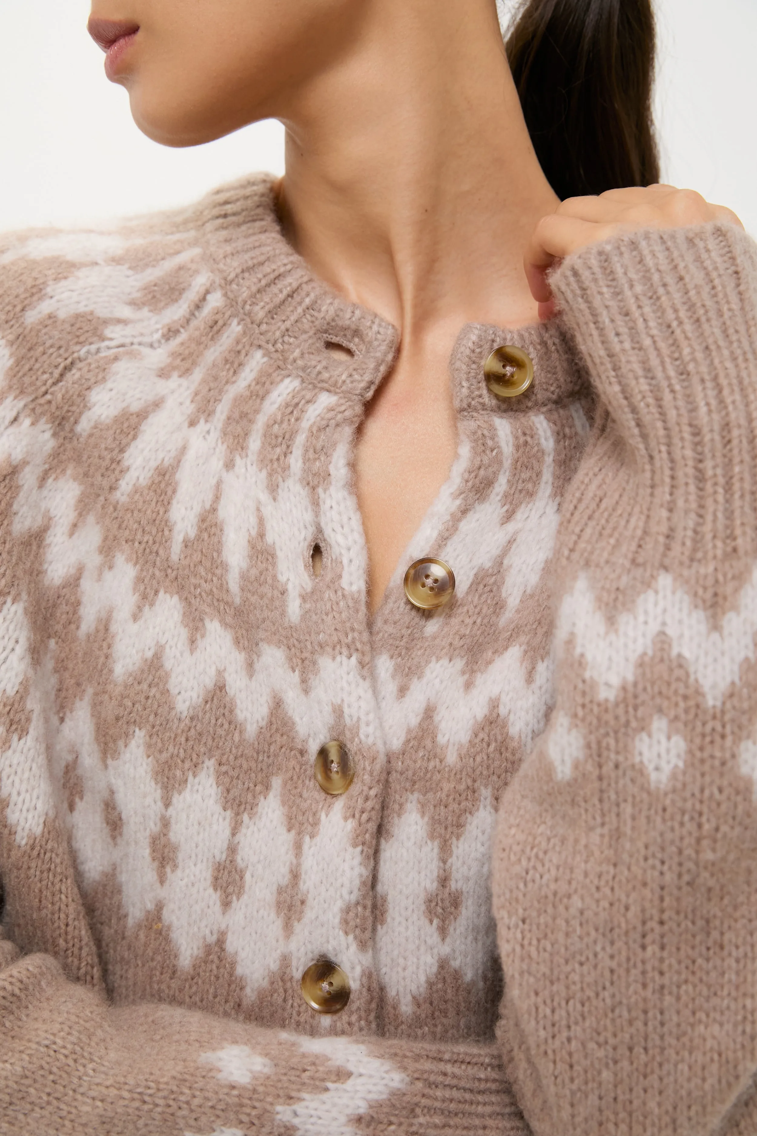 Brown and Gray Marlow Fair Isle Cardigan sold by Tuckernuck product image thumbnail 5