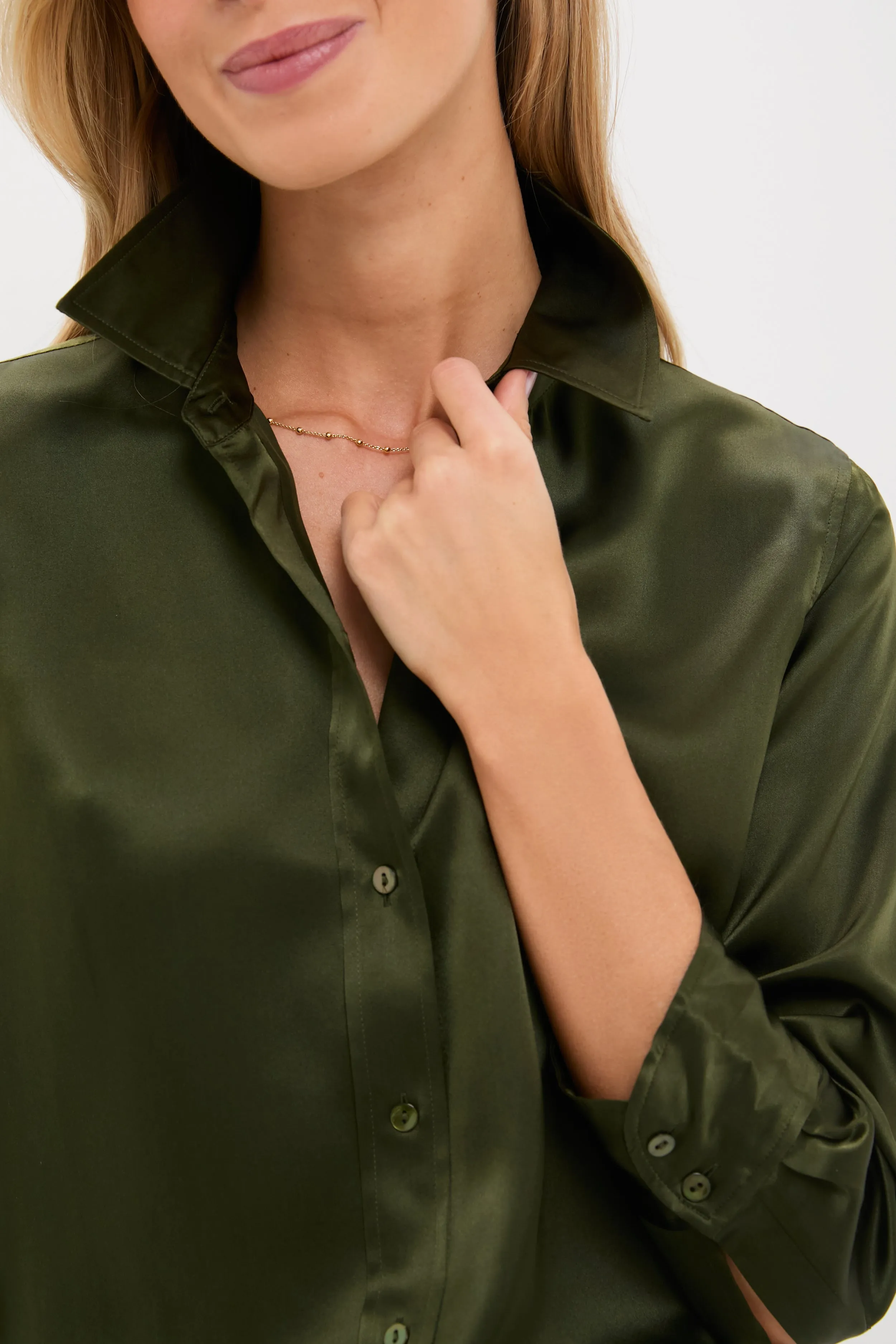 Deep Olive Dani 3/4 Sleeve Blouse sold by Tuckernuck product image thumbnail 5