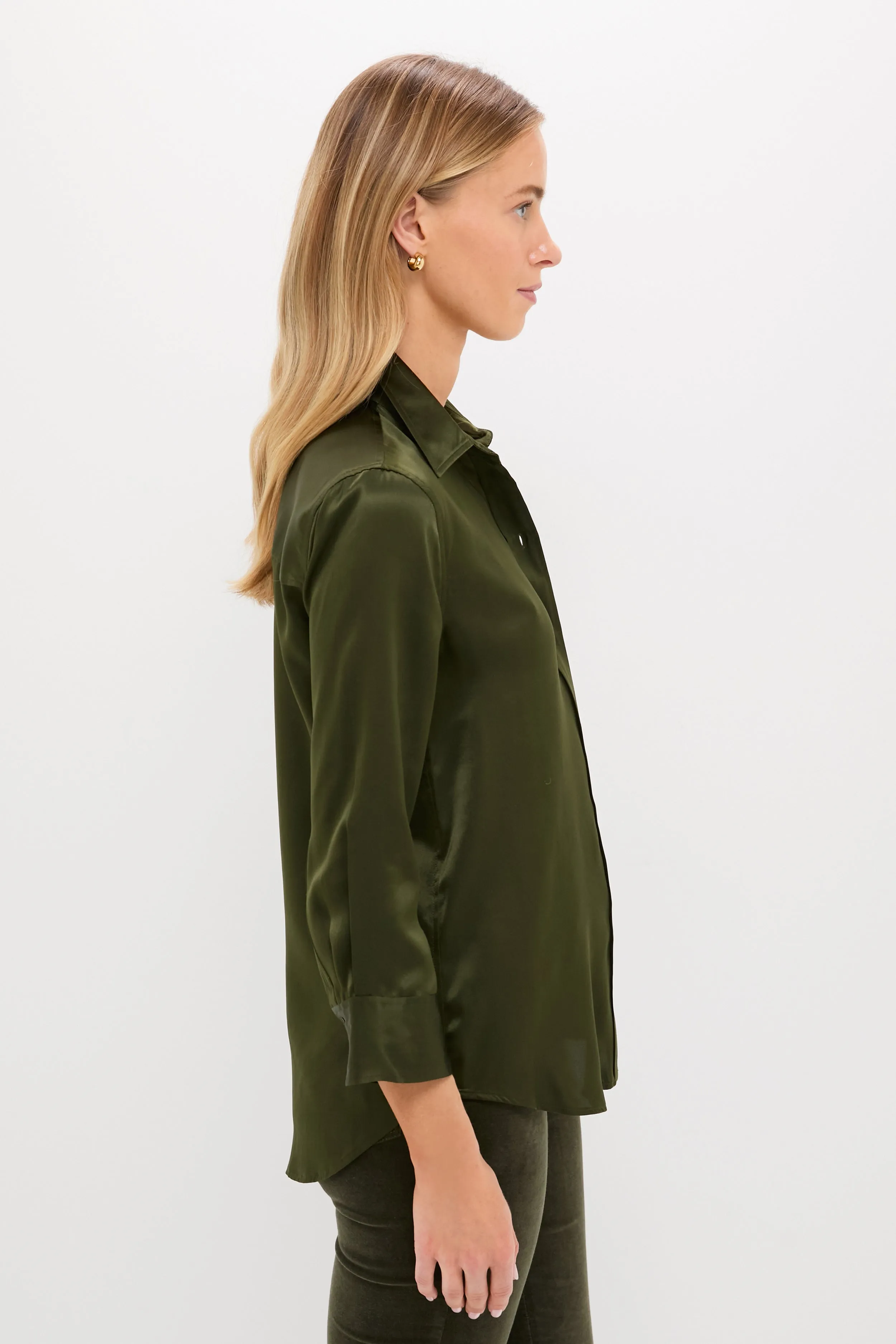 Deep Olive Dani 3/4 Sleeve Blouse sold by Tuckernuck product image thumbnail 3