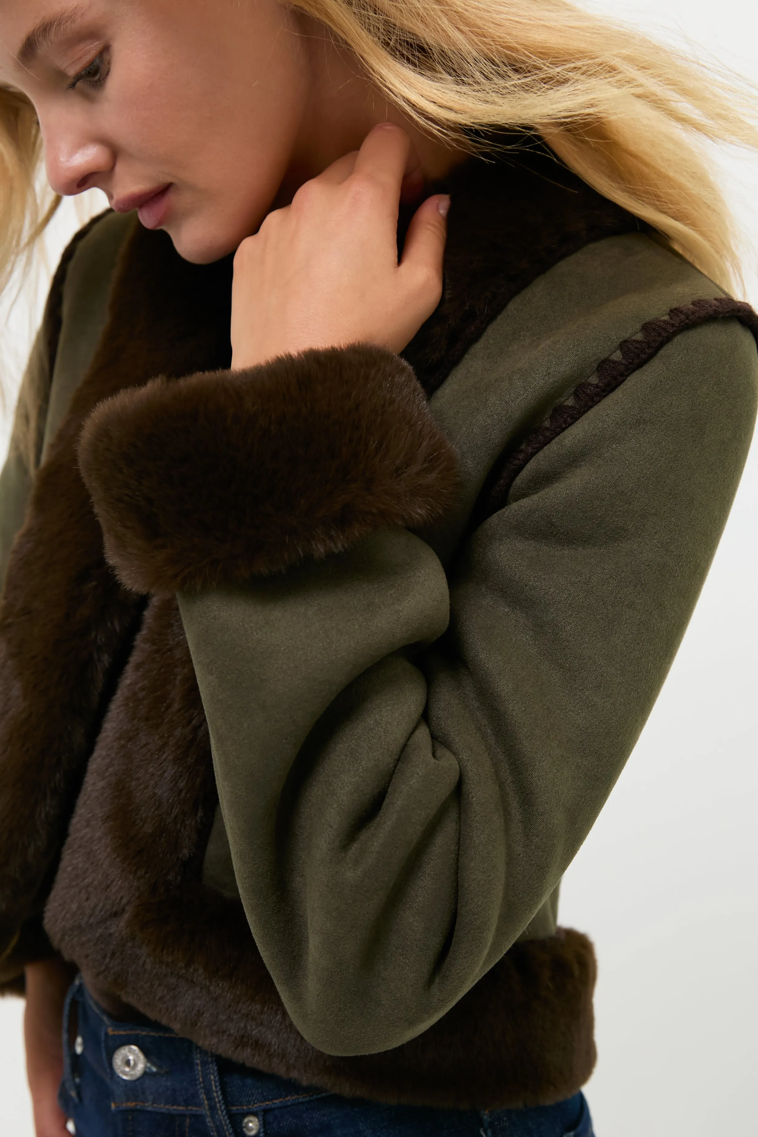 Olive Faux Suede & Fur Harding Jacket sold by Tuckernuck product image thumbnail 5