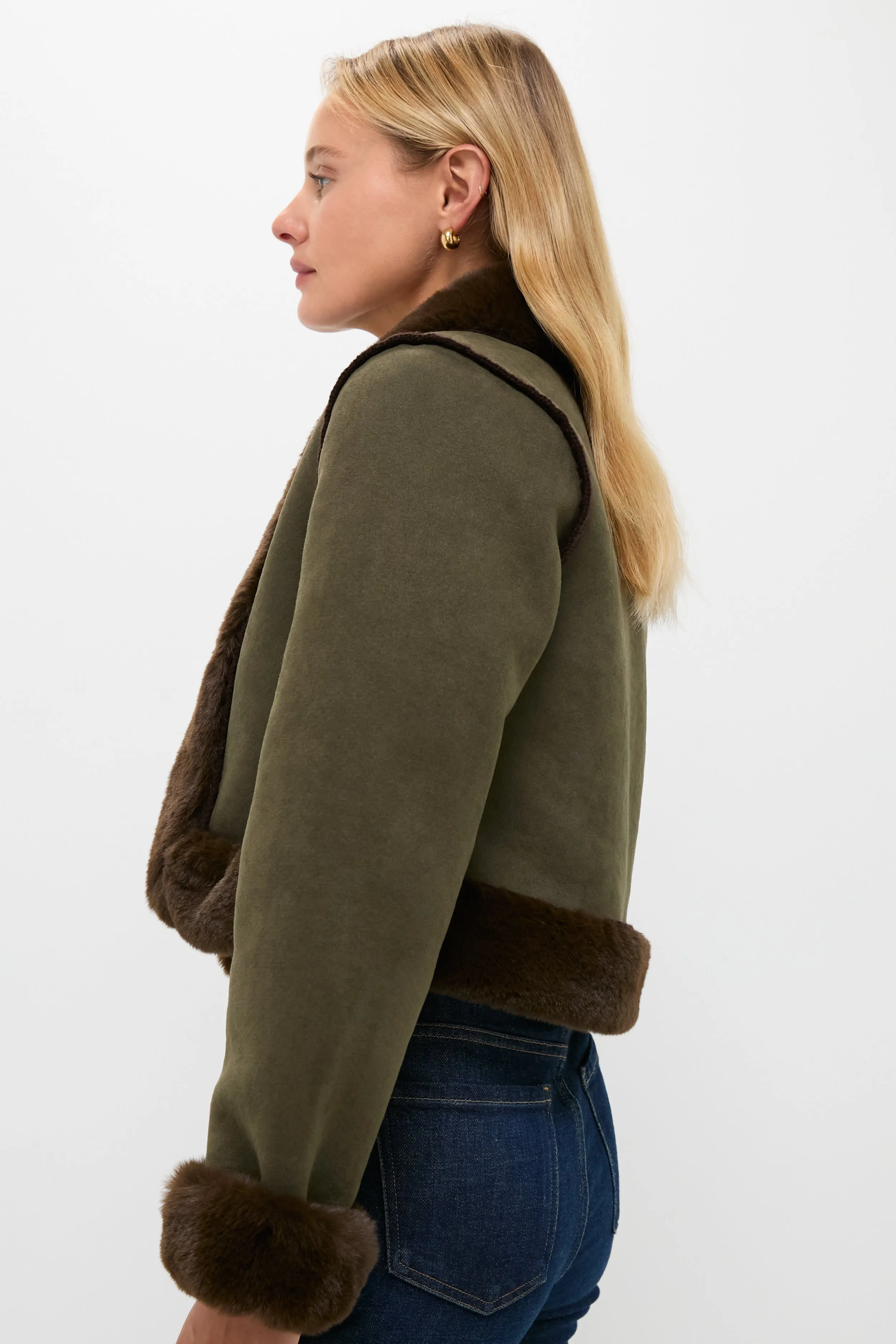 Olive Faux Suede & Fur Harding Jacket sold by Tuckernuck product image thumbnail 3