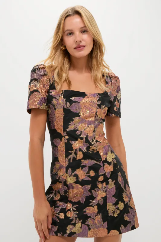 Black & Russet Jacquard Winthrop Mini Dress made by Hyacinth House