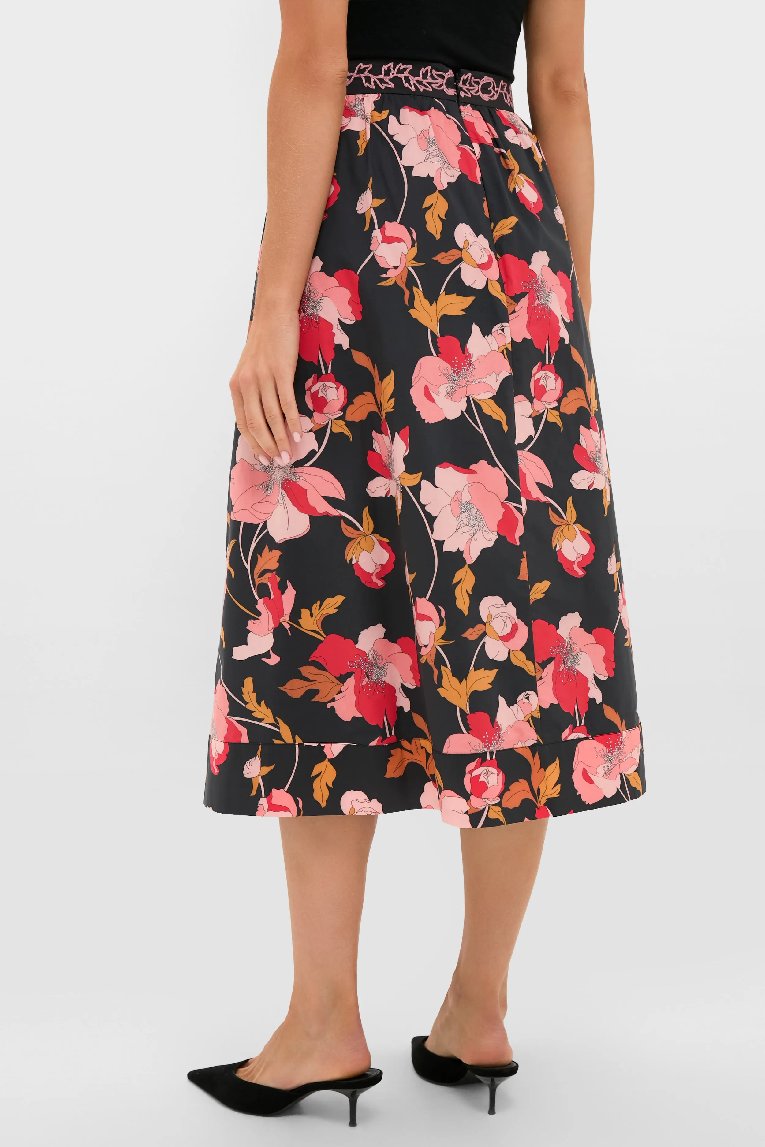 Black & Shades of Pink Floral Embroidered Sia Maxi Skirt sold by Tuckernuck product image thumbnail 4