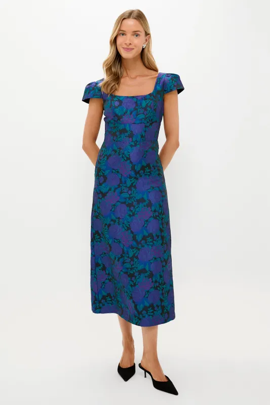 Navy & Indigo Jacquard Archibald Maxi Dress sold by Tuckernuck