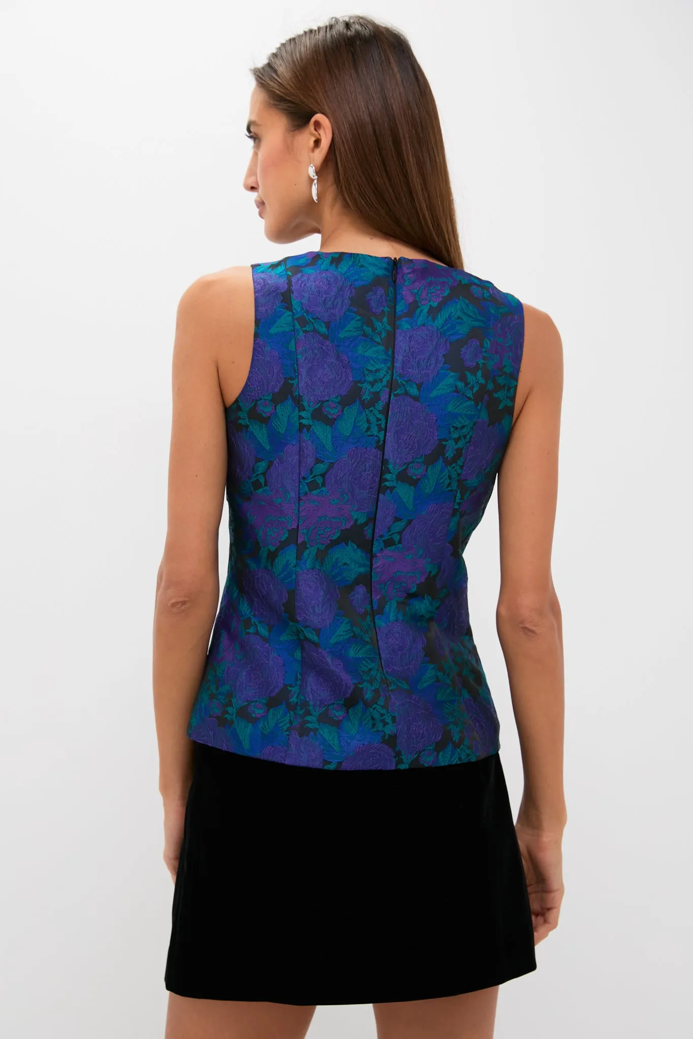 Navy & Indigo Jacquard Floral Jacquard Ivy Blouse sold by Tuckernuck product image thumbnail 4