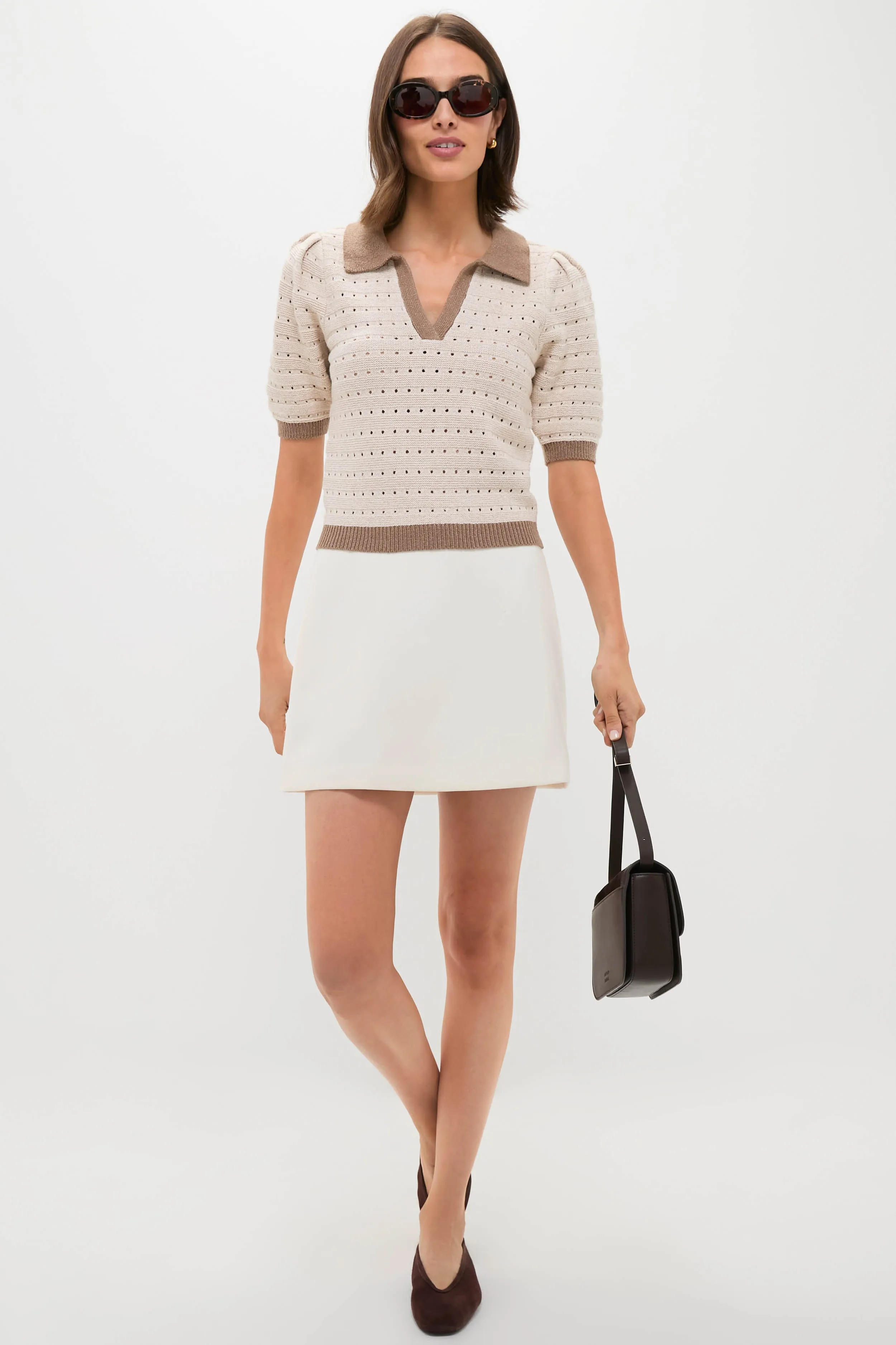 Cream & Tan Collared Short Sleeve Phil Sweater sold by Tuckernuck product image thumbnail 2