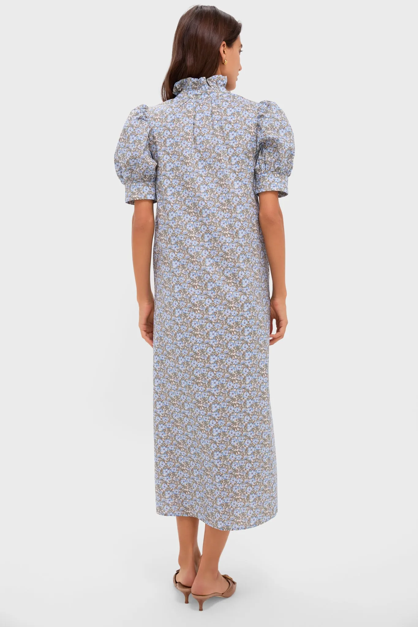Dusty Blue & Brown Floral Louisa Maxi Dress sold by Tuckernuck product image thumbnail 5