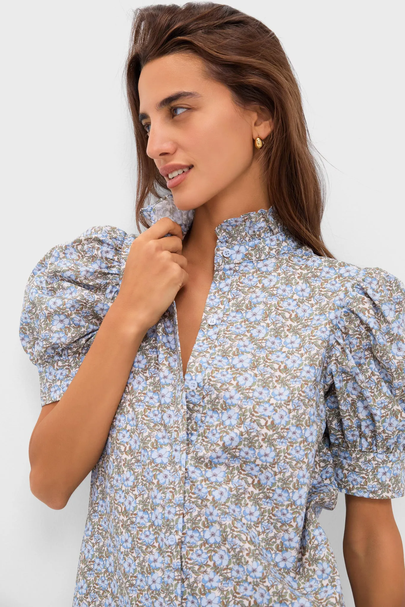 Dusty Blue & Brown Floral Louisa Maxi Dress sold by Tuckernuck product image thumbnail 2