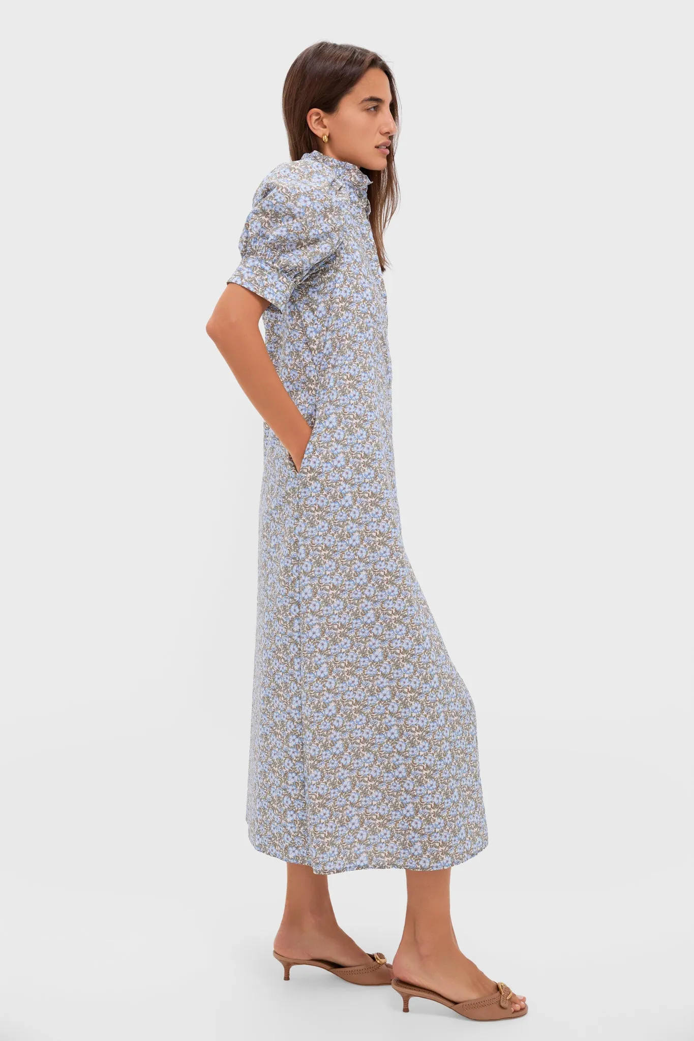 Dusty Blue & Brown Floral Louisa Maxi Dress sold by Tuckernuck product image thumbnail 4