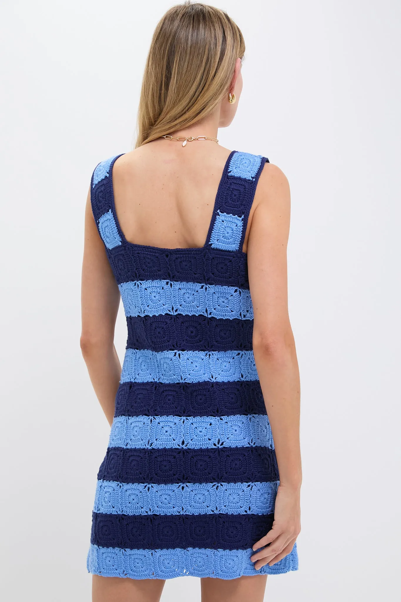 Cornflower Blue & Navy Crochet Cooper Mini Dress sold by Tuckernuck product image thumbnail 4