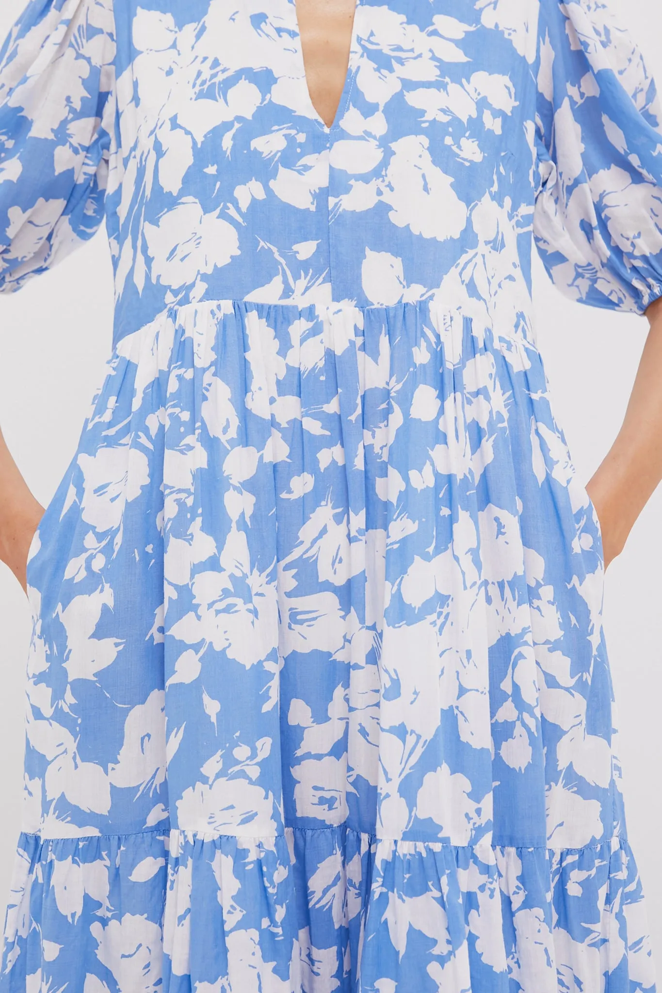 Blue & White Floral Cisco Maxi Dress sold by Tuckernuck product image thumbnail 5