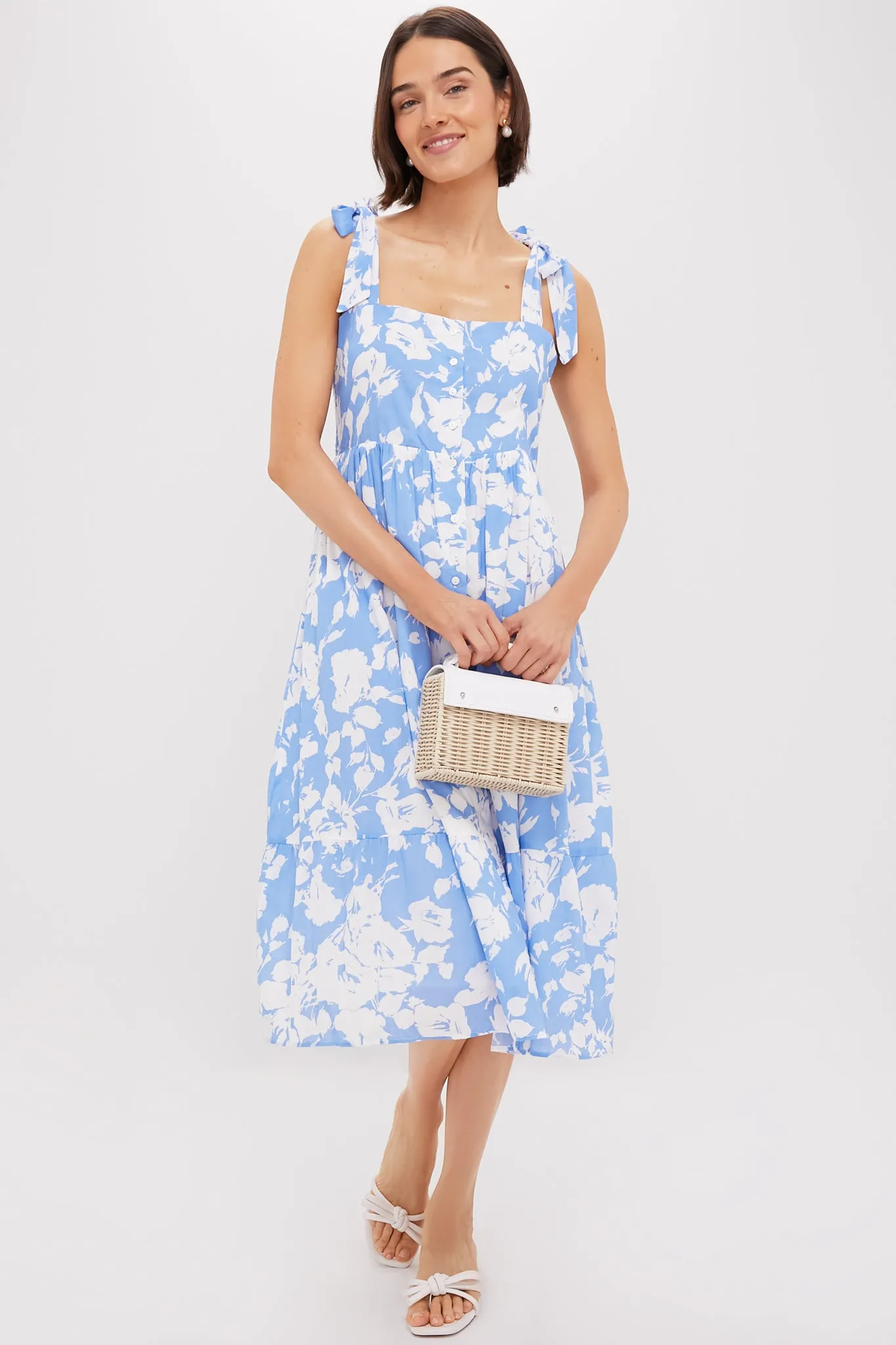 Blue & White Floral Lupine Midi Dress sold by Tuckernuck product image thumbnail 2