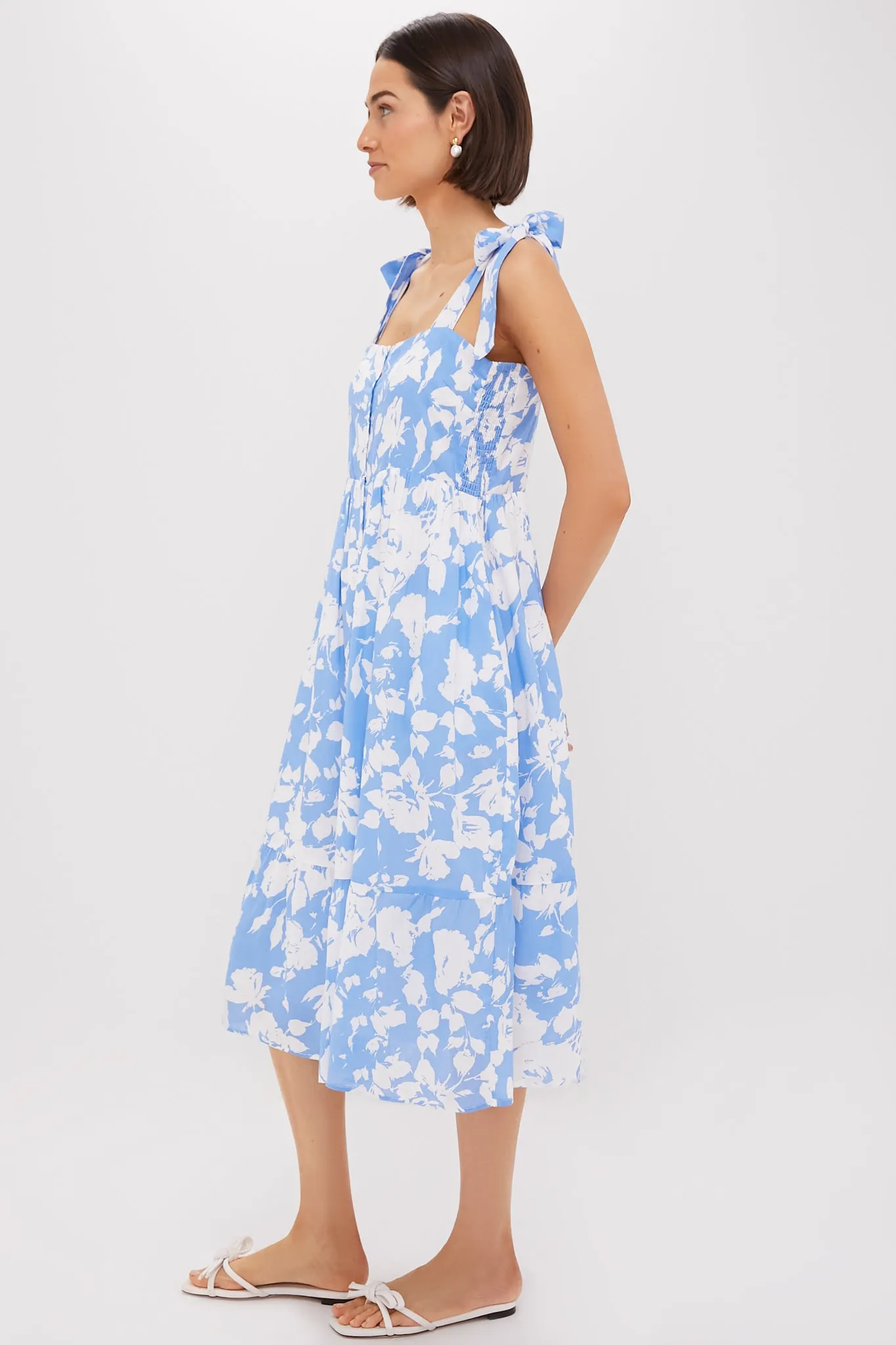 Blue & White Floral Lupine Midi Dress sold by Tuckernuck product image thumbnail 3