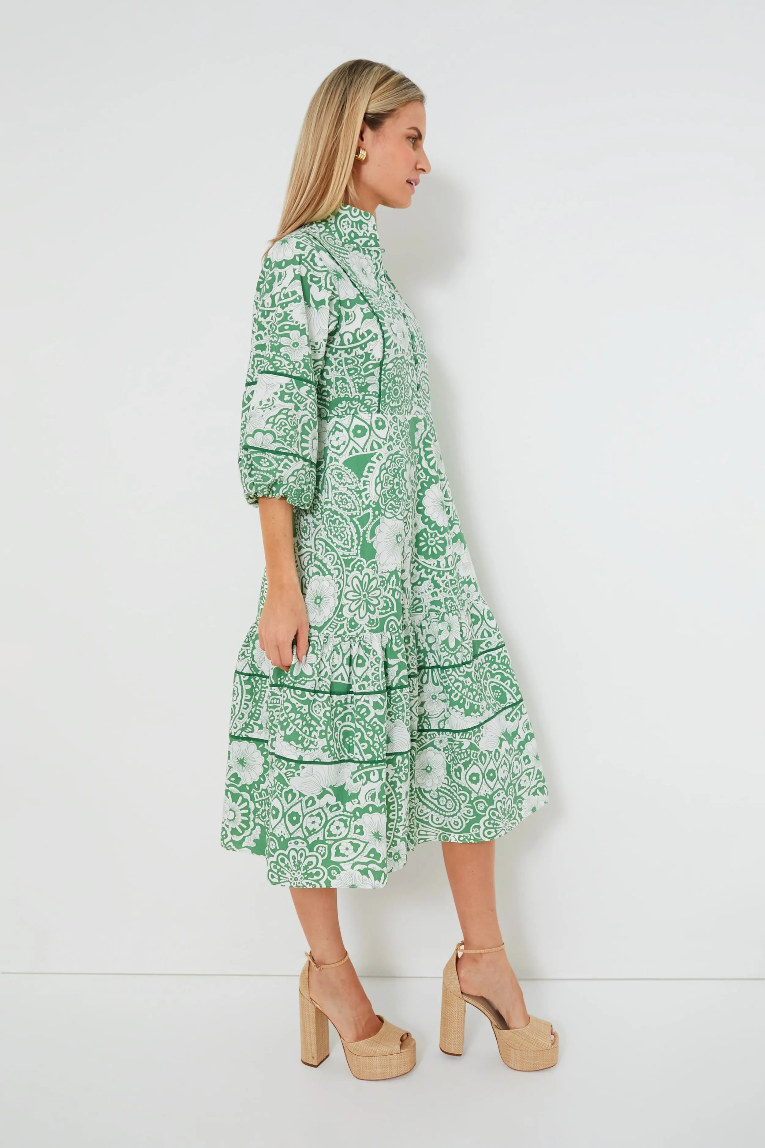 Green & White Floral Hillsborough Midi Dress sold by Tuckernuck product image thumbnail 4