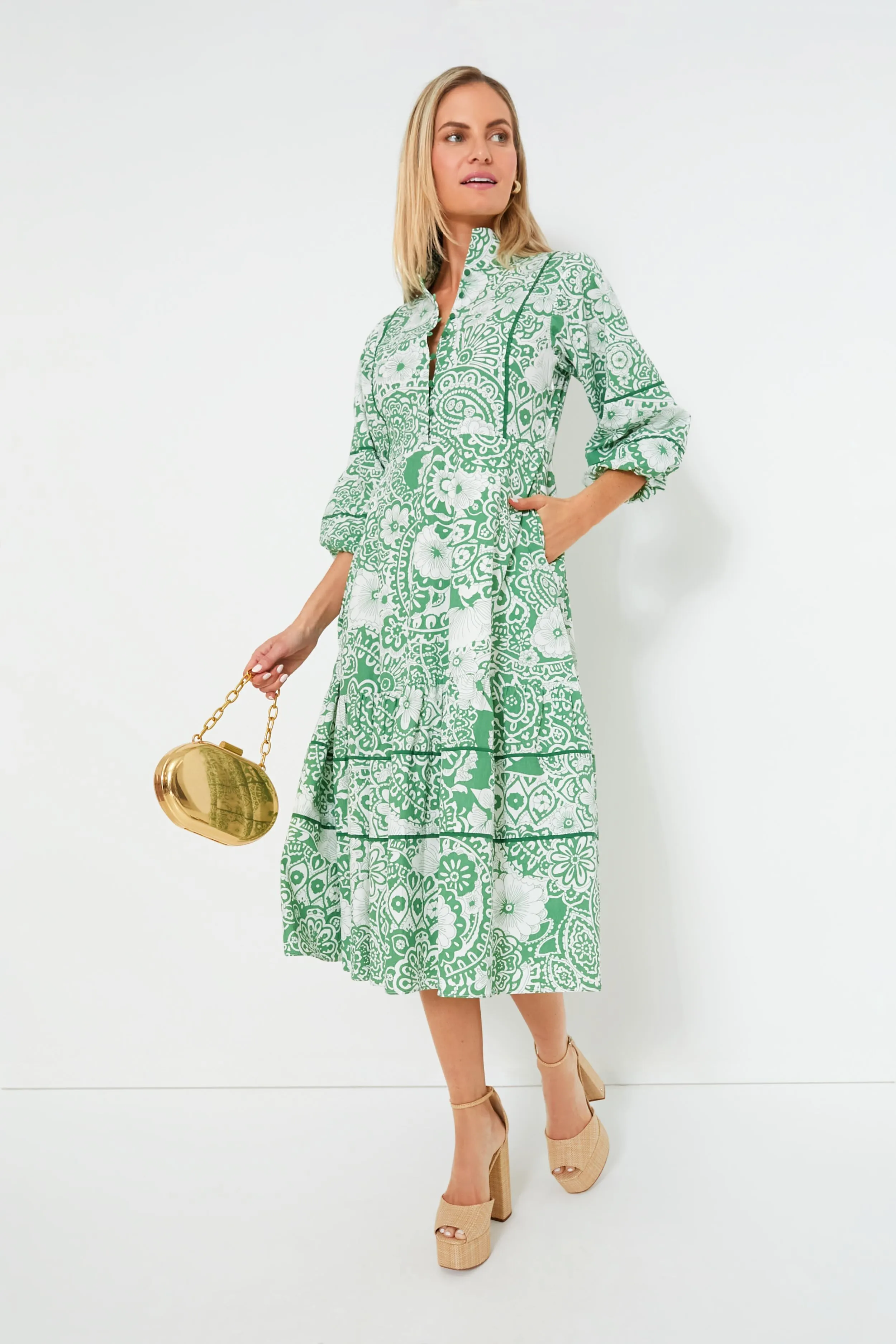 Green & White Floral Hillsborough Midi Dress sold by Tuckernuck product image thumbnail 3