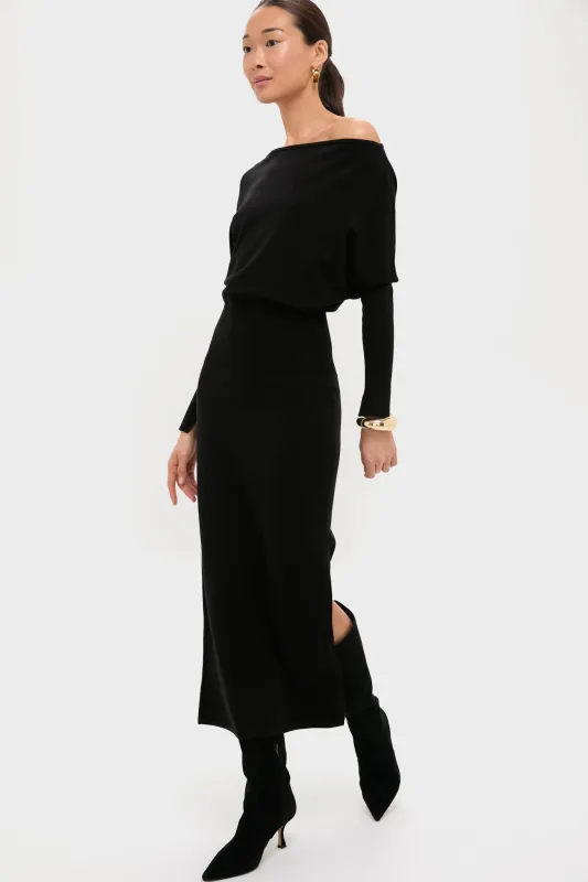 Black Janese Off Shoulder Midi Dress sold by Tuckernuck