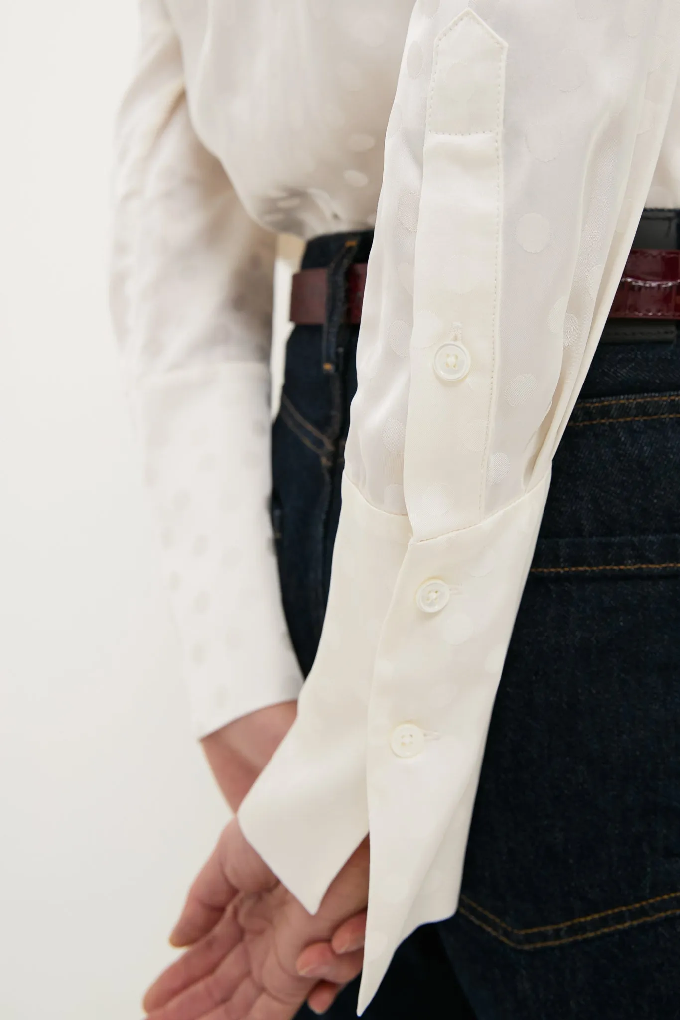 Ivory Scattered Dot Jacquard Amanda Shirt sold by Tuckernuck product image thumbnail 5