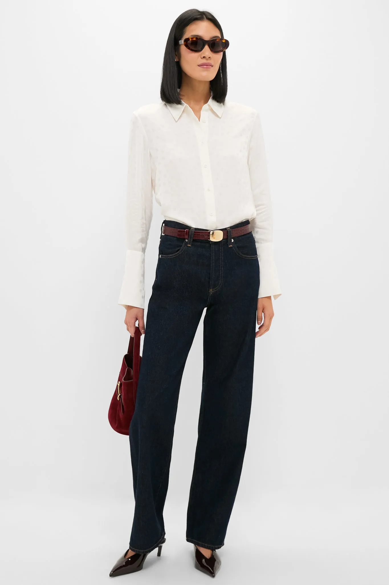 Ivory Scattered Dot Jacquard Amanda Shirt sold by Tuckernuck product image thumbnail 2