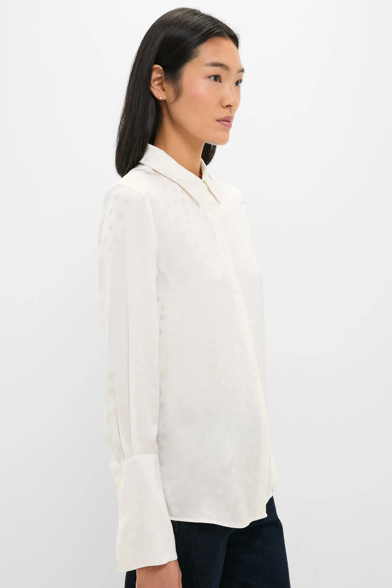 Ivory Scattered Dot Jacquard Amanda Shirt sold by Tuckernuck product image thumbnail 3