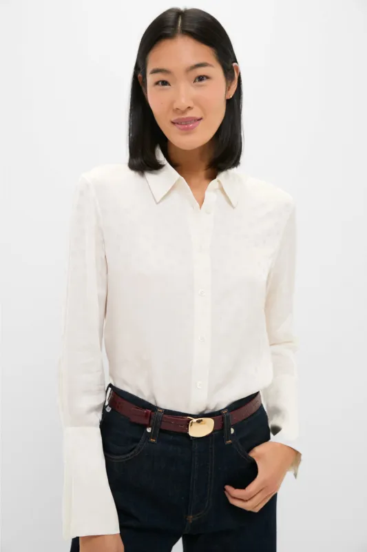 Ivory Scattered Dot Jacquard Amanda Shirt sold by Tuckernuck