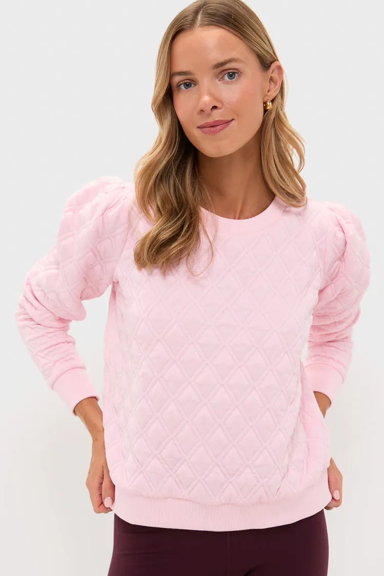 Pink Puff Sleeve Quilted Stretch Campbell Pullover sold by Tuckernuck