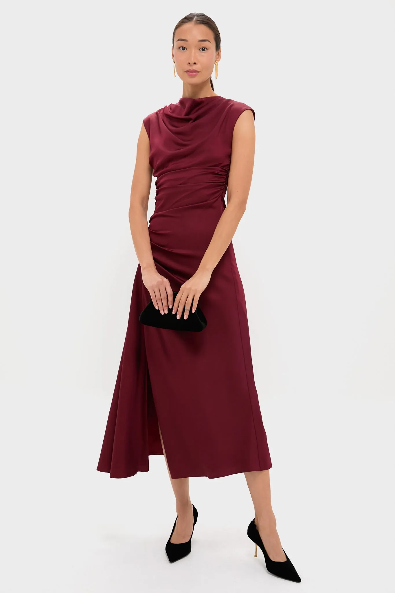 Oxblood Burke Draped Midi Dress sold by Tuckernuck product image thumbnail 2