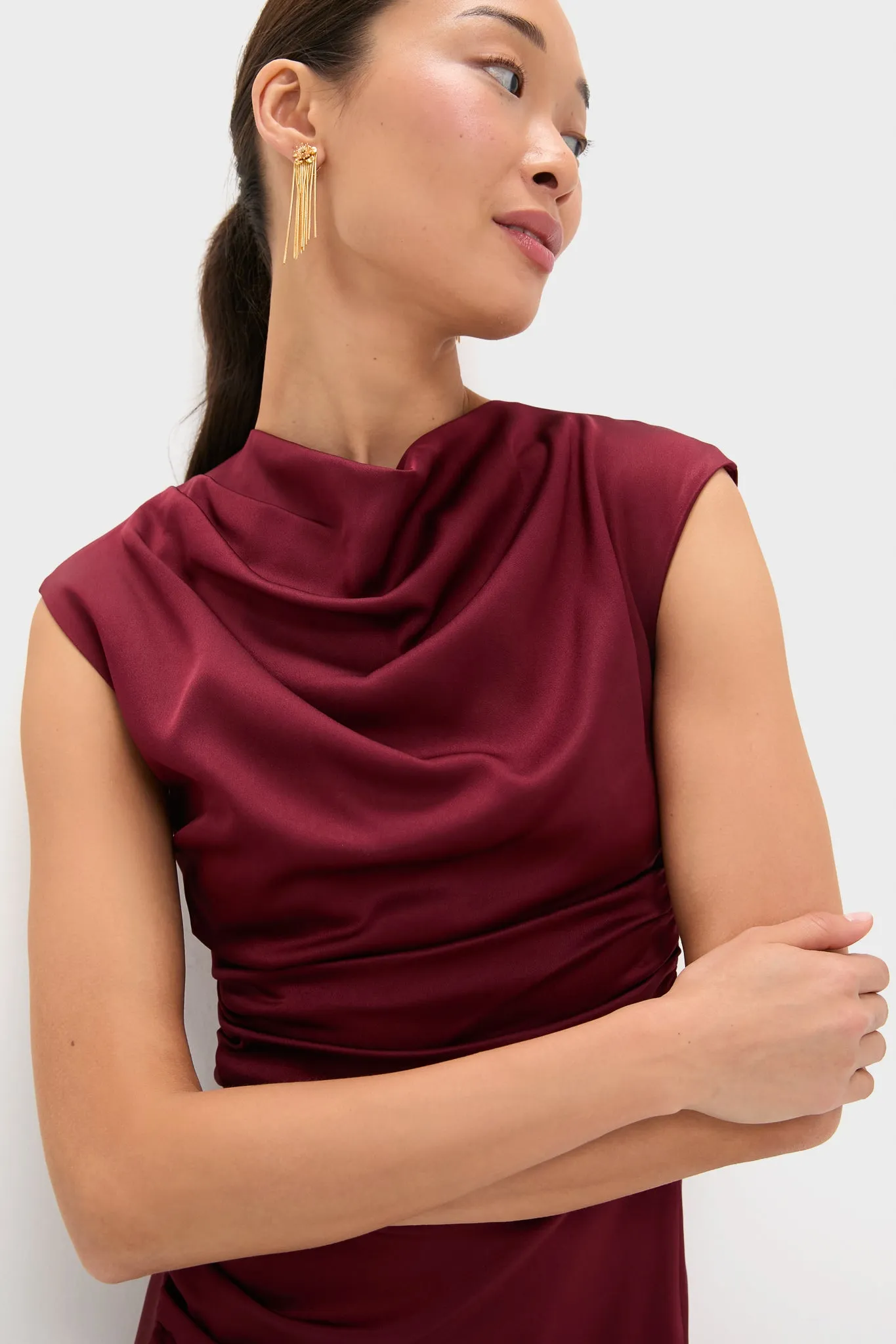 Oxblood Burke Draped Midi Dress sold by Tuckernuck product image thumbnail 5